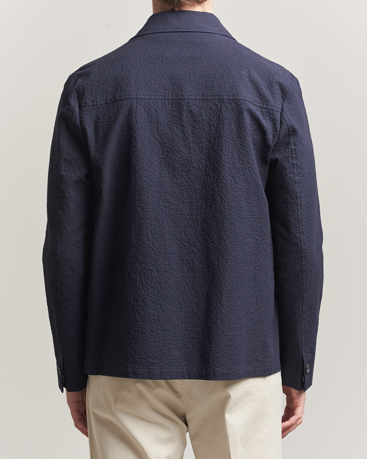 Herre | Jakker | Incotex | Seersucker Cotton/Silk Chore Jacket Navy
