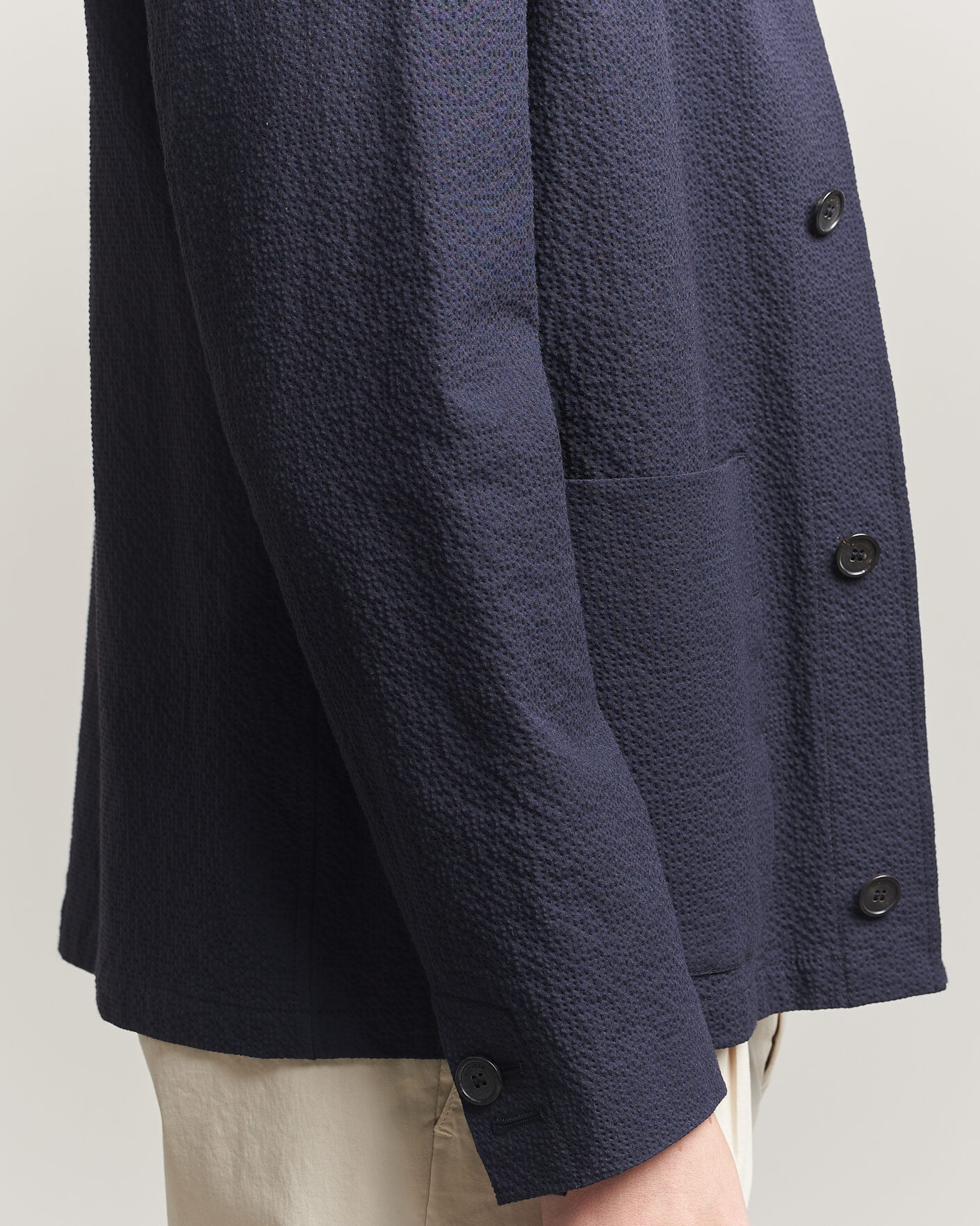 Herre | Jakker | Incotex | Seersucker Cotton/Silk Chore Jacket Navy