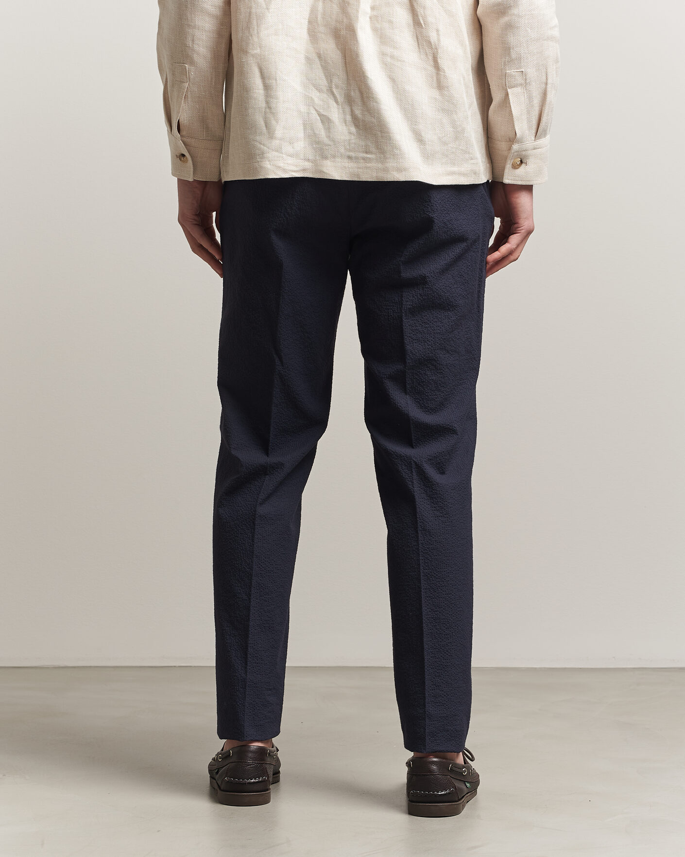 Herre | Bukser | Incotex | Tapered Fit Seersucker Pants Navy