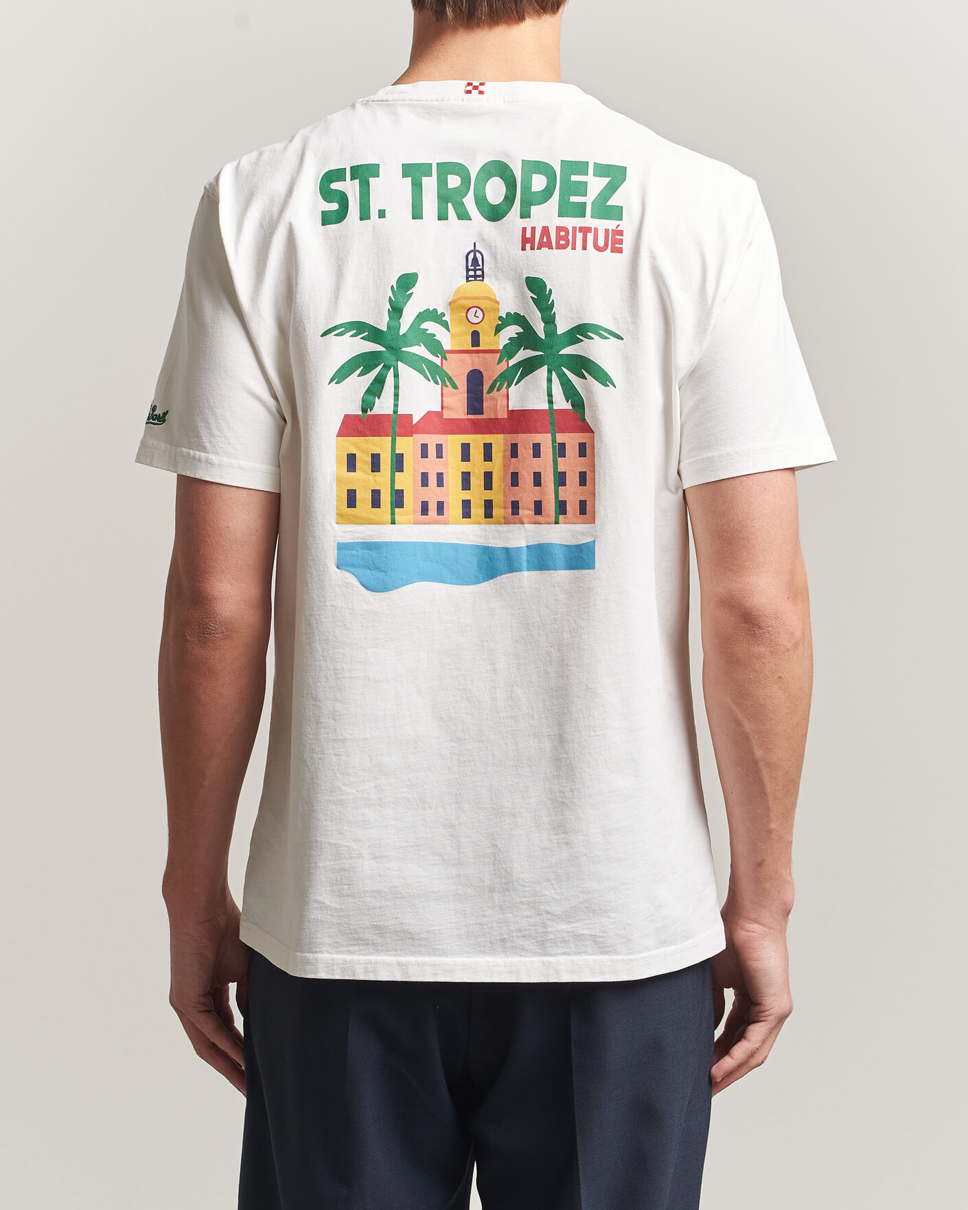 Herre | T-Shirts | MC2 Saint Barth | Back Printed Cotton T-Shirt St Tropez Sun