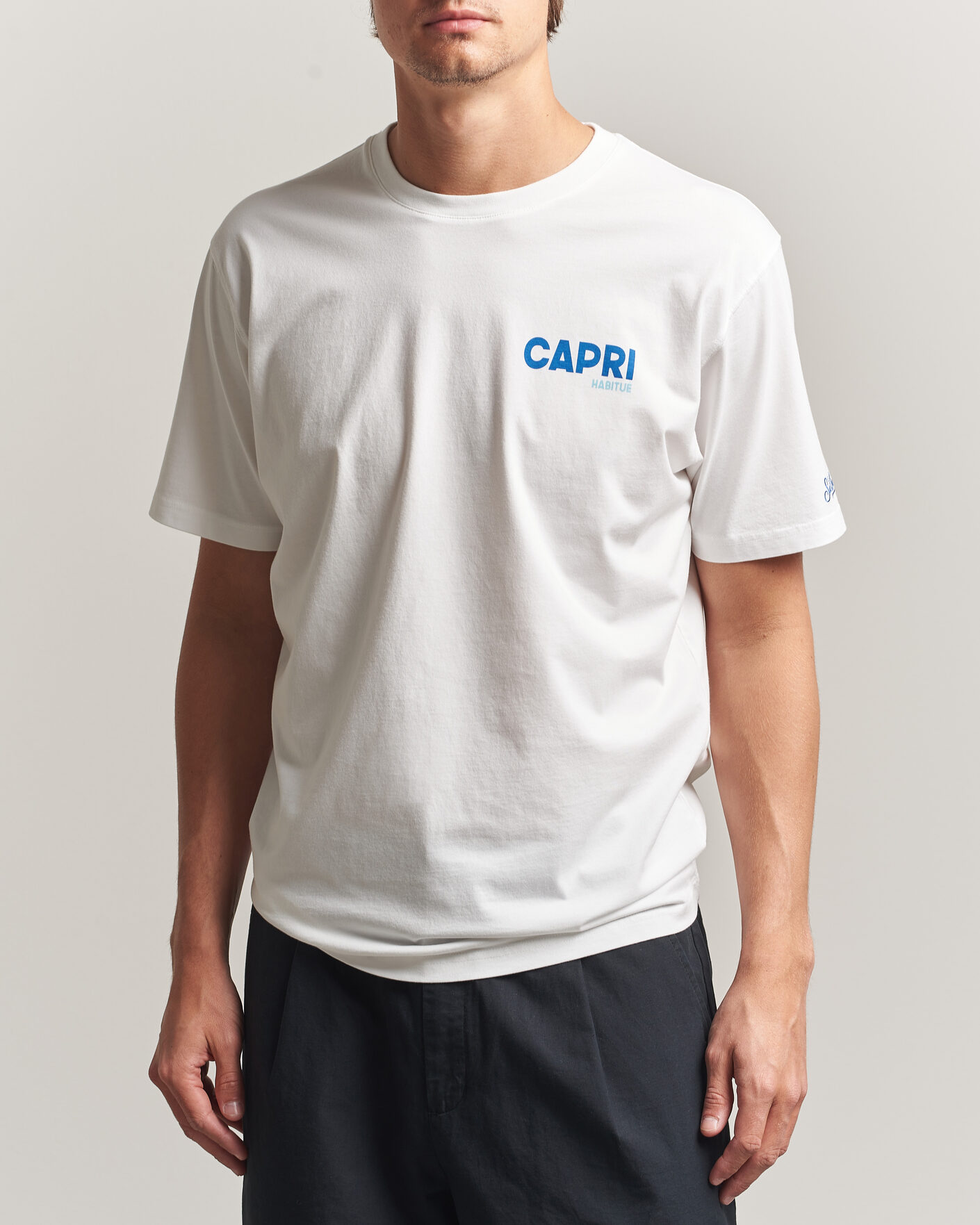 Herre | T-Shirts | MC2 Saint Barth | Back Printed Cotton T-Shirt Capri Summer
