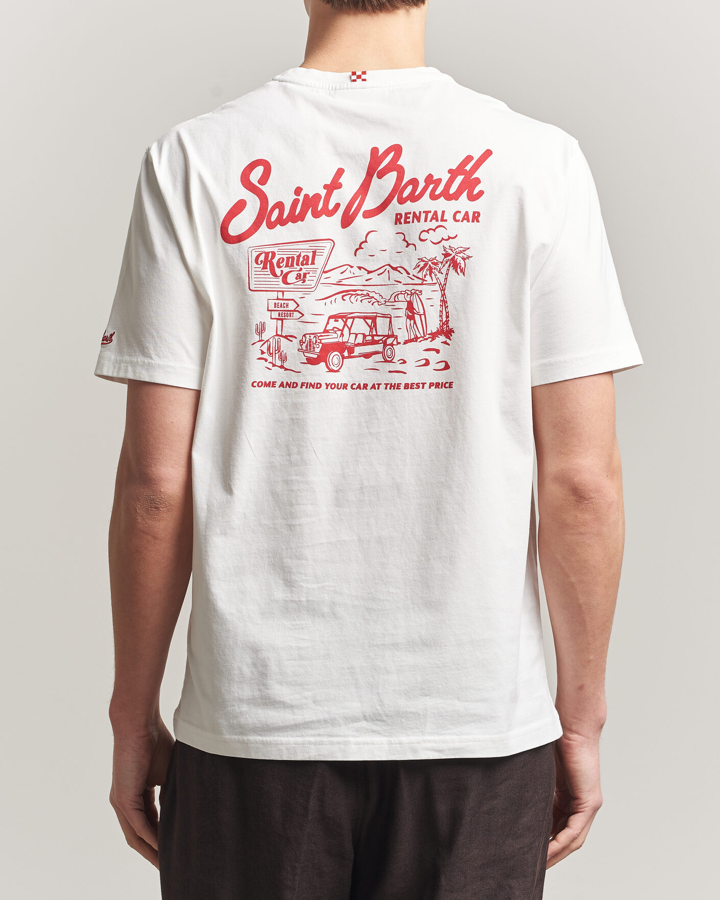 Herre | T-Shirts | MC2 Saint Barth | Back Printed Cotton T-Shirt Rental Car