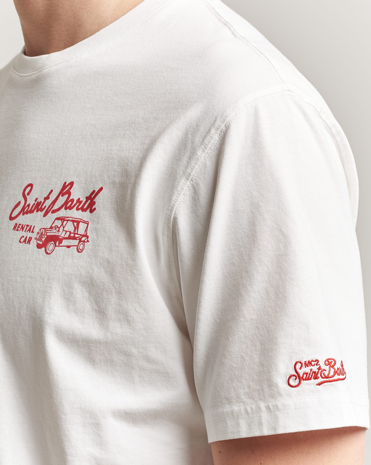 Herre | T-Shirts | MC2 Saint Barth | Back Printed Cotton T-Shirt Rental Car