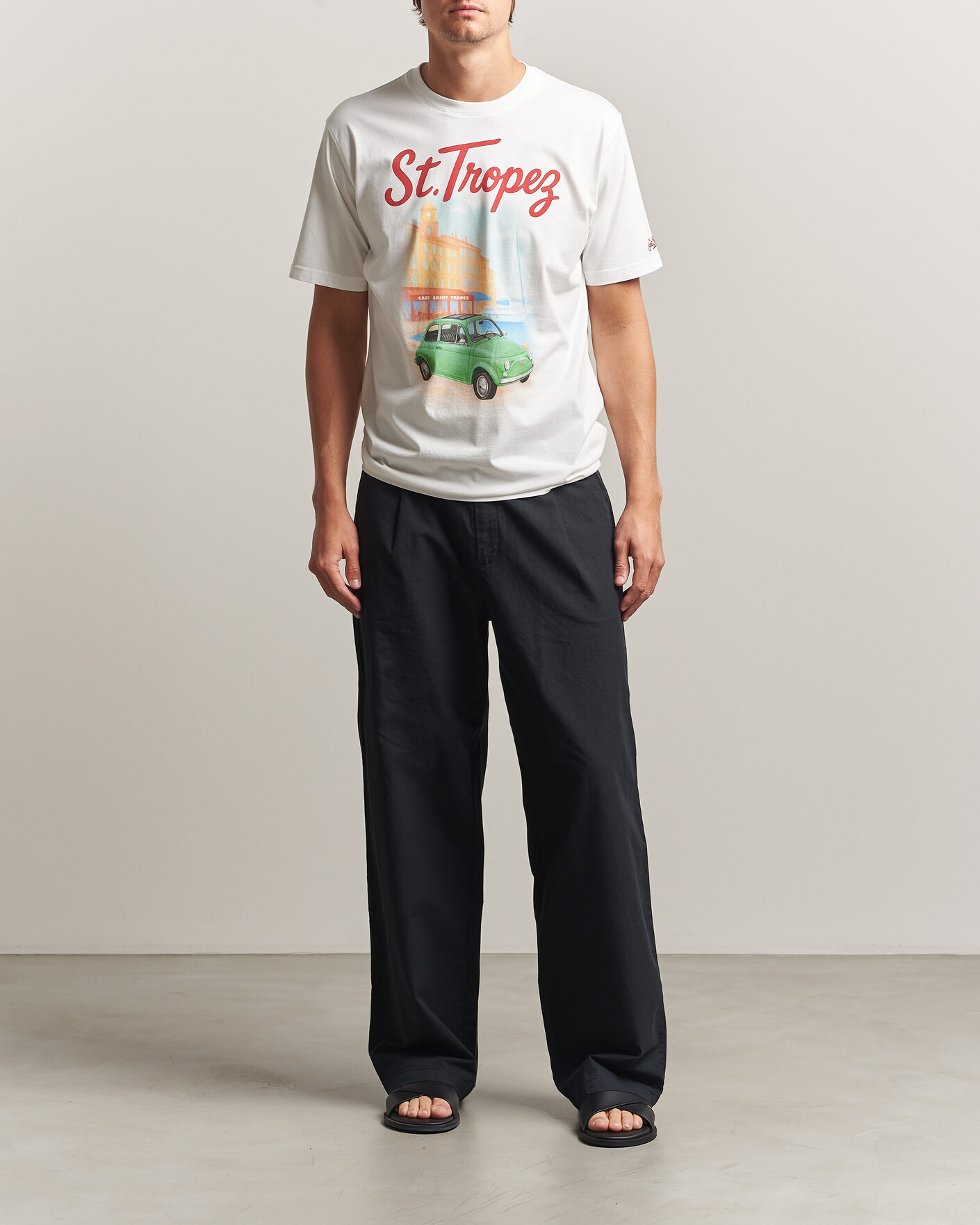 Herre | T-Shirts | MC2 Saint Barth | Printed Cotton T-Shirt St Tropez Car