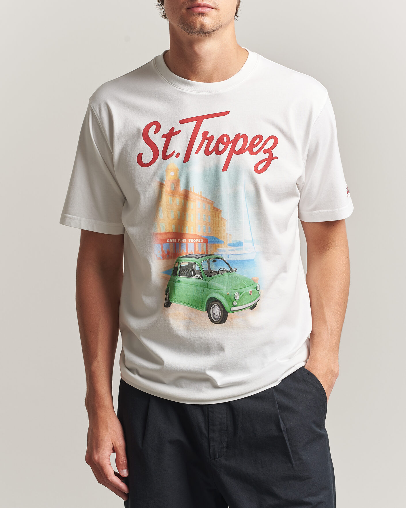 Herre | T-Shirts | MC2 Saint Barth | Printed Cotton T-Shirt St Tropez Car