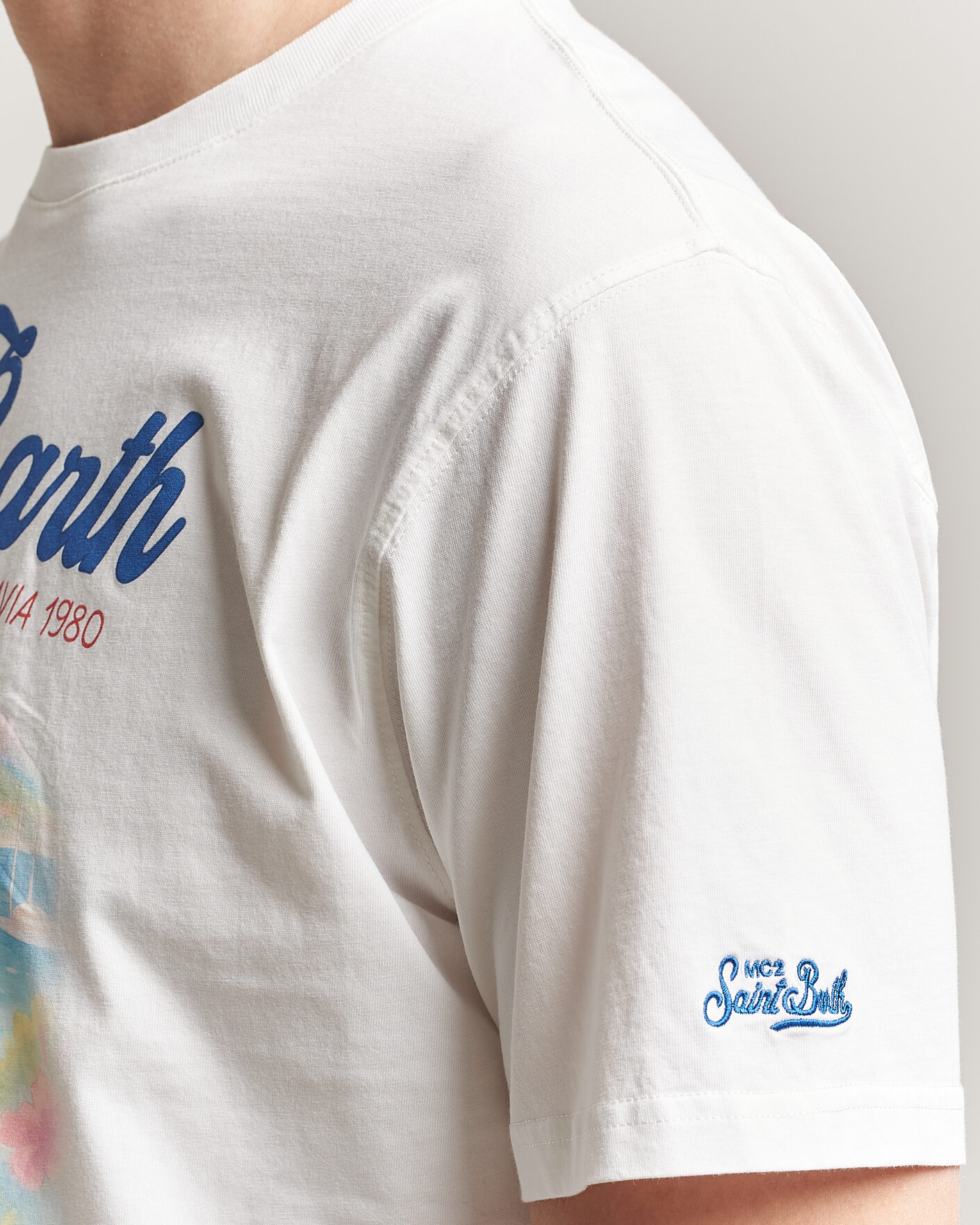 Herre | T-Shirts | MC2 Saint Barth | Printed Cotton T-Shirt Ibiscus Car