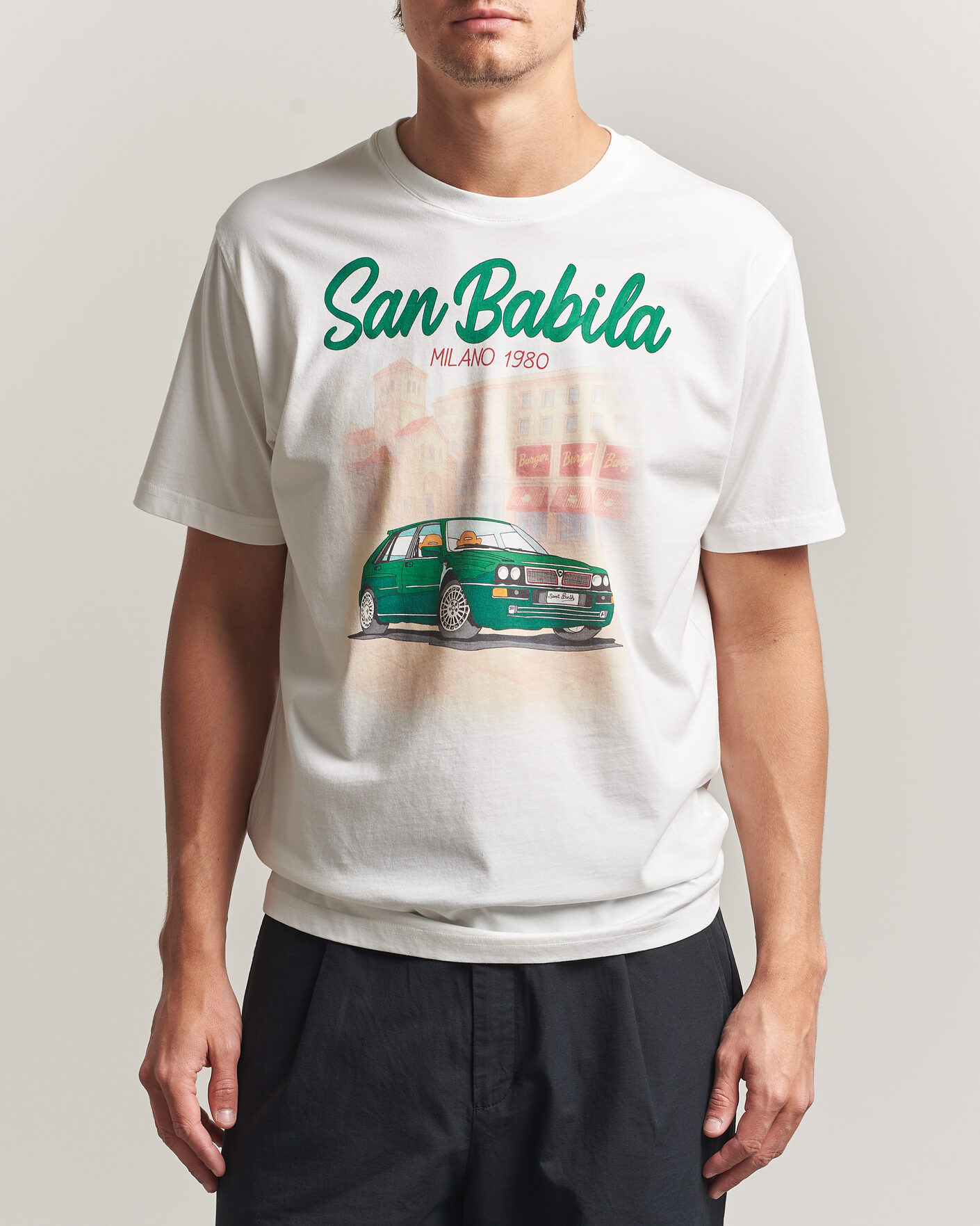 Herre | T-Shirts | MC2 Saint Barth | Printed Cotton T-Shirt San Babila Car