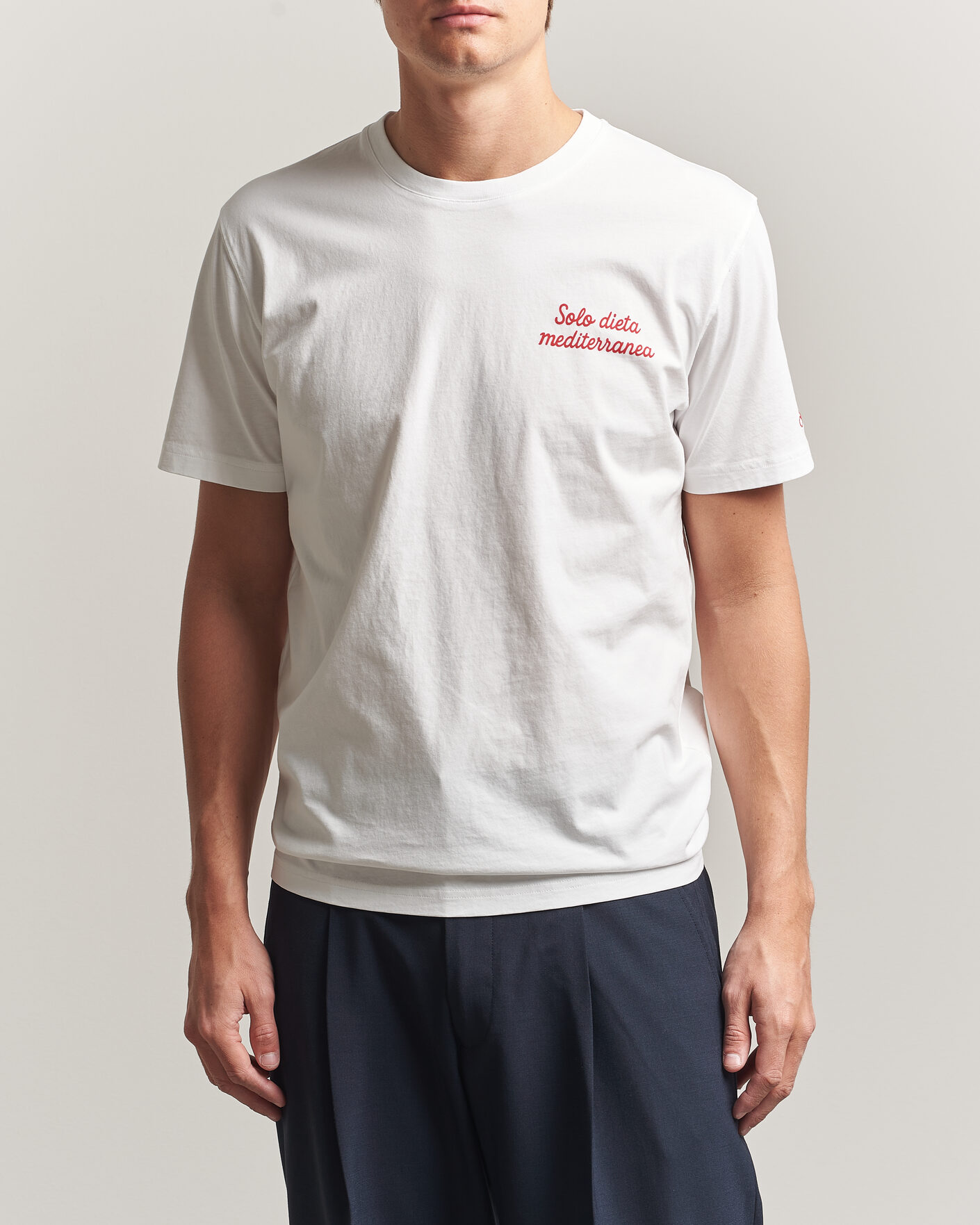 Herre | T-Shirts | MC2 Saint Barth | Back Printed Cotton T-Shirt Dieta Mediterranea