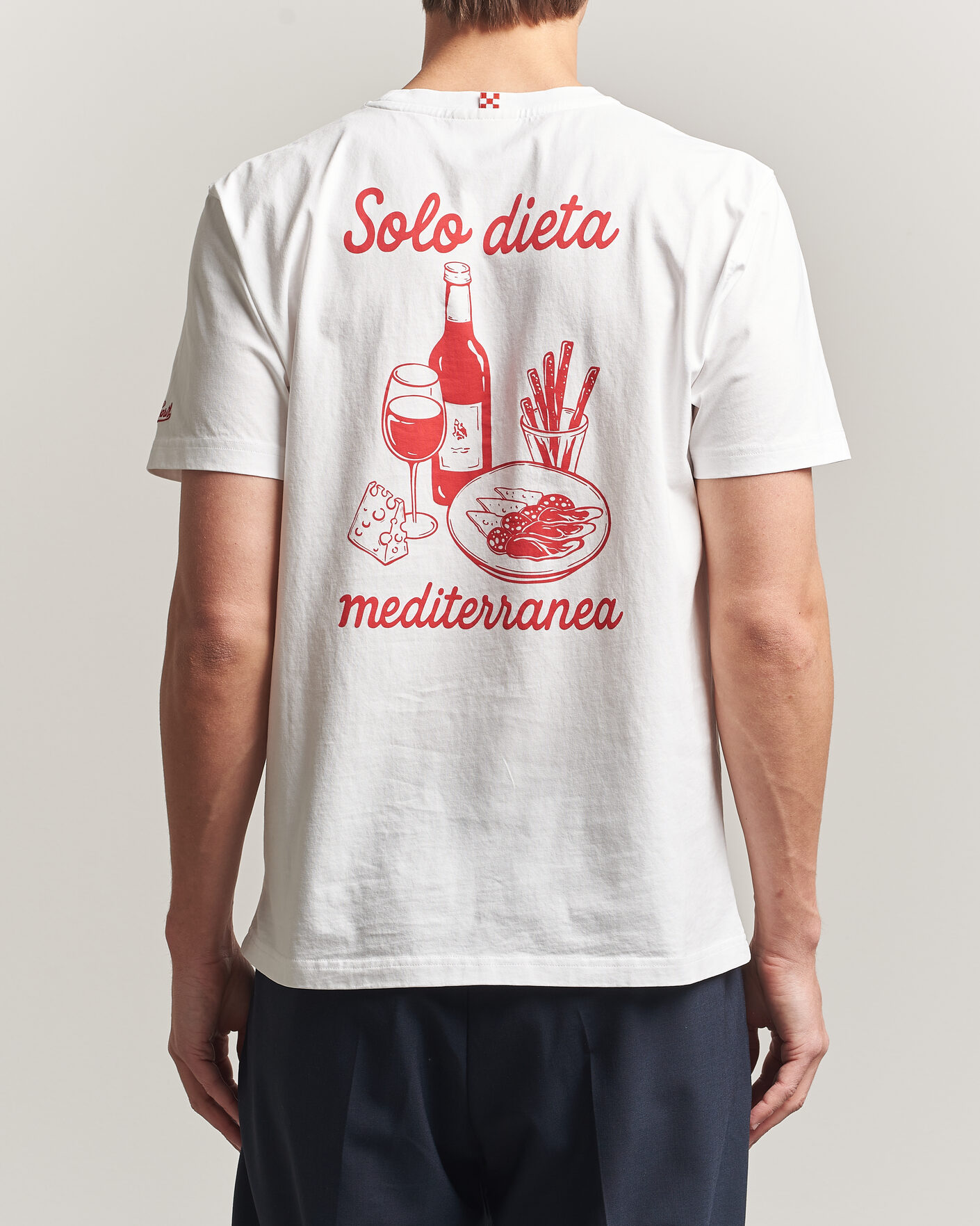 Herre | T-Shirts | MC2 Saint Barth | Back Printed Cotton T-Shirt Dieta Mediterranea