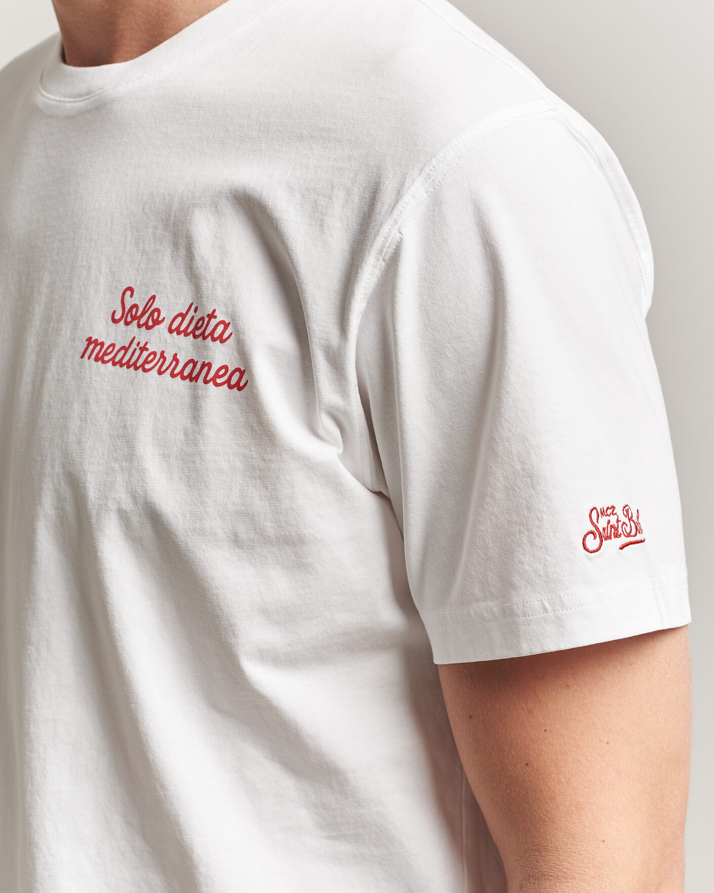 Herre | T-Shirts | MC2 Saint Barth | Back Printed Cotton T-Shirt Dieta Mediterranea