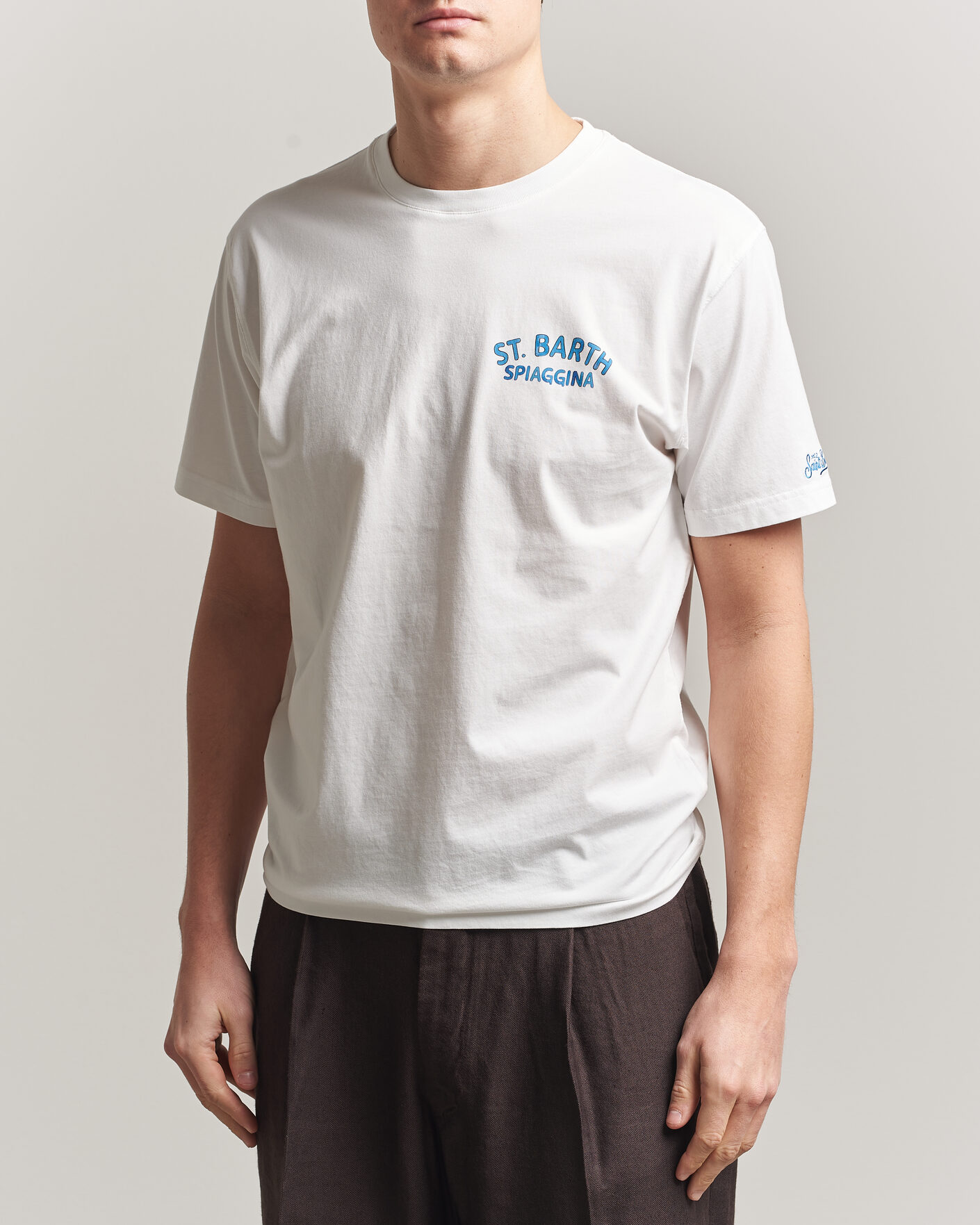 Herre | T-Shirts | MC2 Saint Barth | Back Printed Cotton T-Shirt Spiaggina