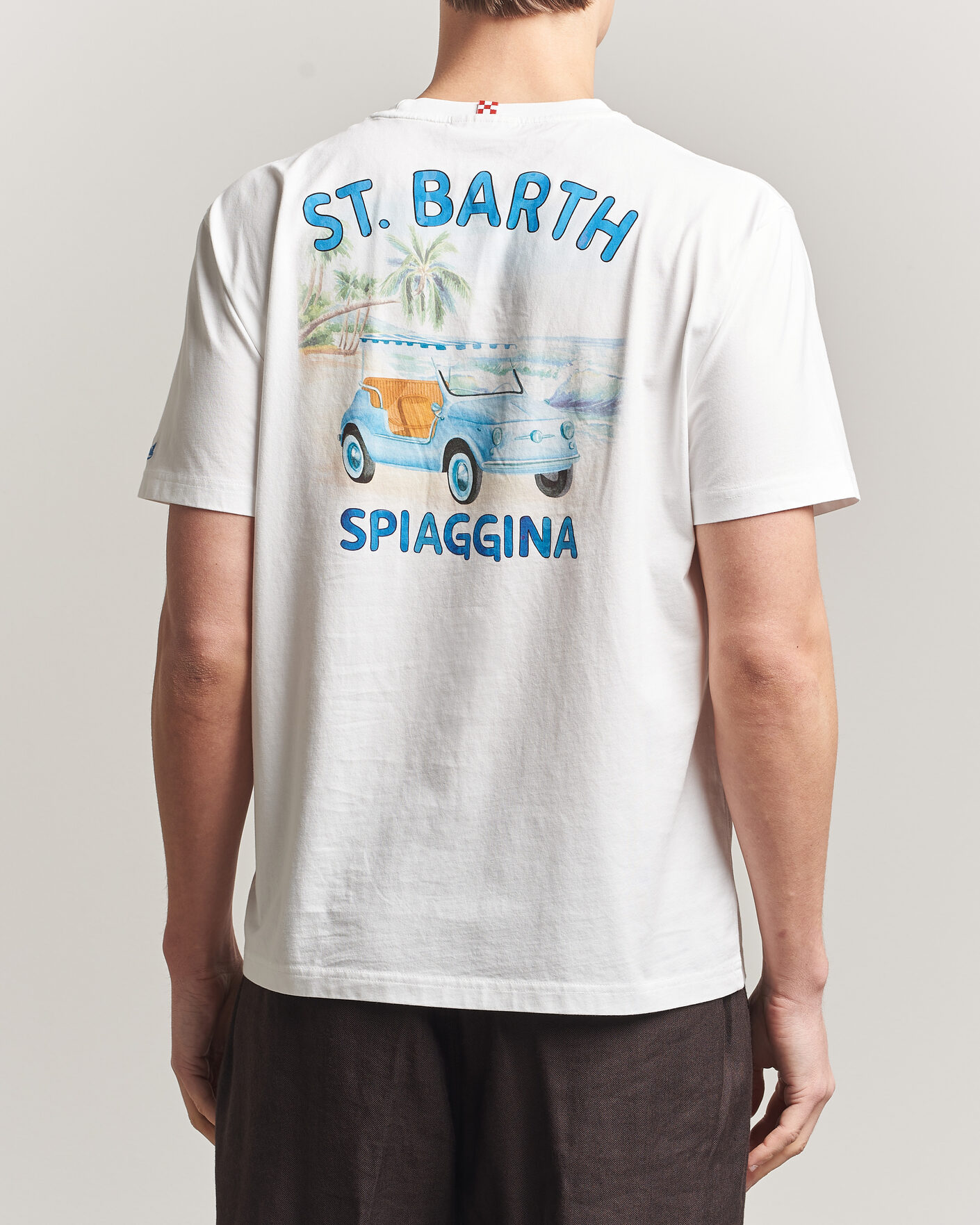 Herre | T-Shirts | MC2 Saint Barth | Back Printed Cotton T-Shirt Spiaggina