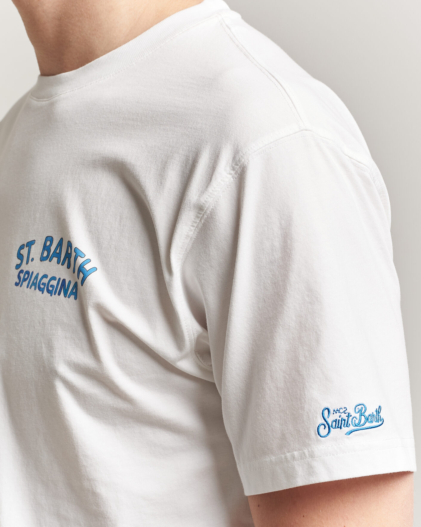 Herre | T-Shirts | MC2 Saint Barth | Back Printed Cotton T-Shirt Spiaggina