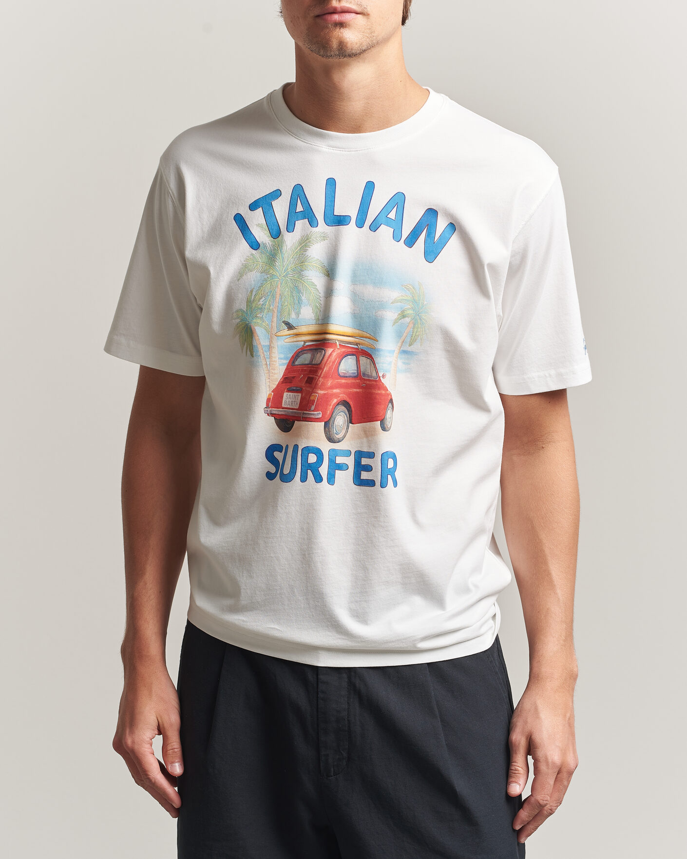 Herre | T-Shirts | MC2 Saint Barth | Printed Cotton T-Shirt Italian Surfer