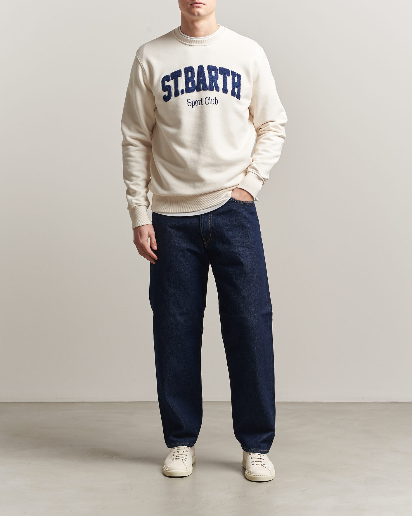Herre | Gensere | MC2 Saint Barth | Terry Cotton Logo Sweatshirt Off White