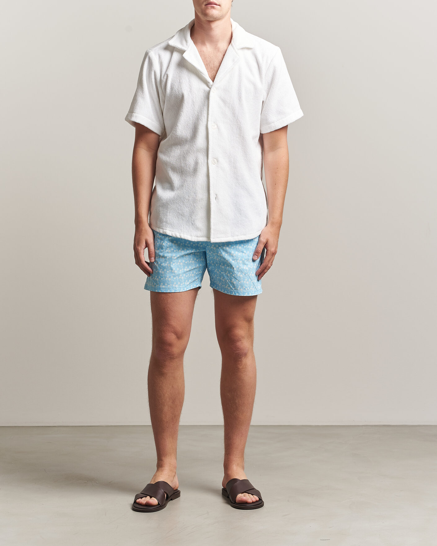 Herre | Badeshorts | MC2 Saint Barth | Printed Swim Shorts Blue Palms