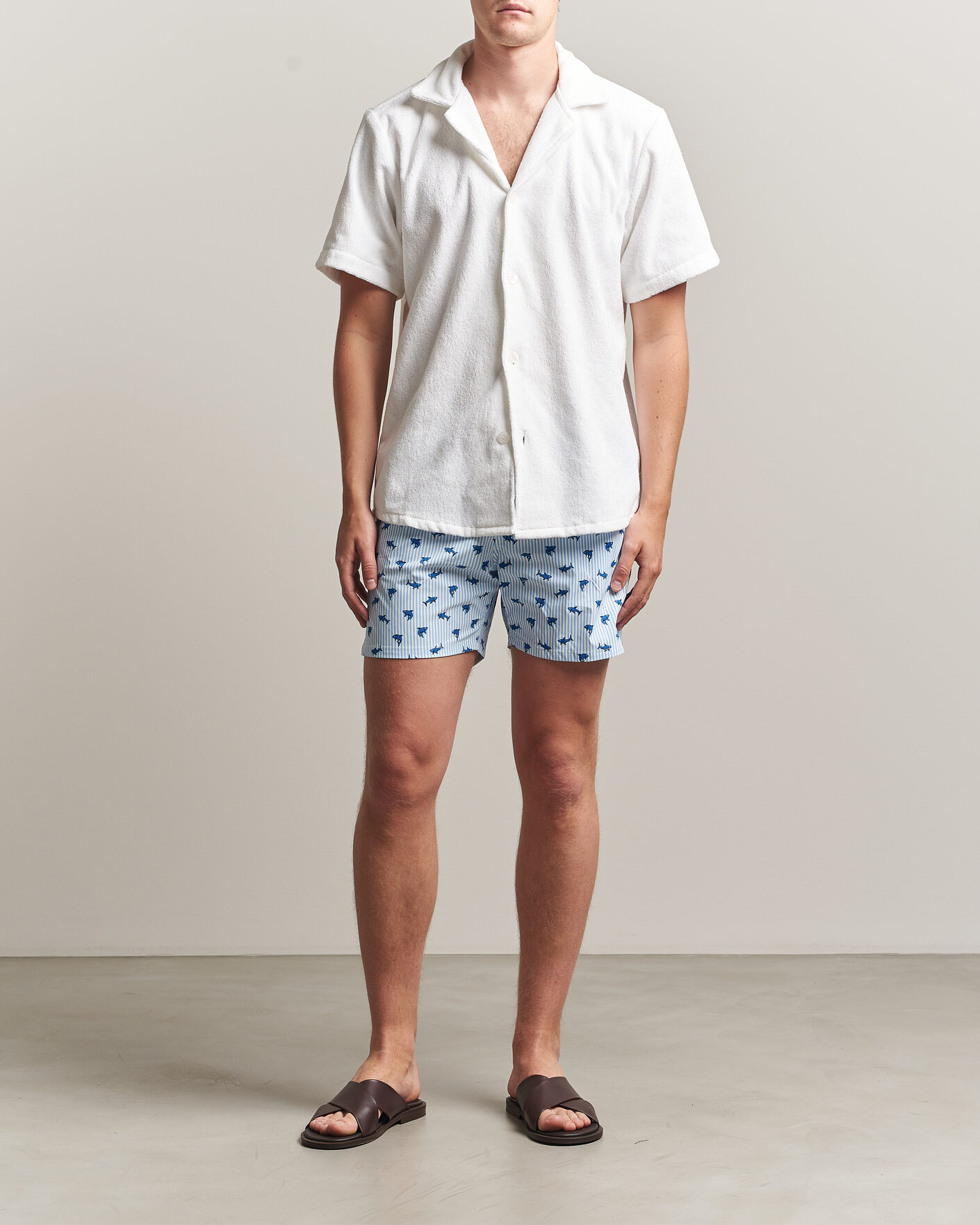 Herre | Badeshorts | MC2 Saint Barth | Printed Swim Shorts Blue Sharks