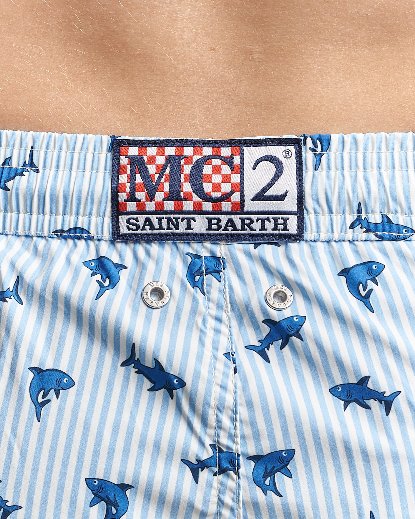 Herre | Badeshorts | MC2 Saint Barth | Printed Swim Shorts Blue Sharks