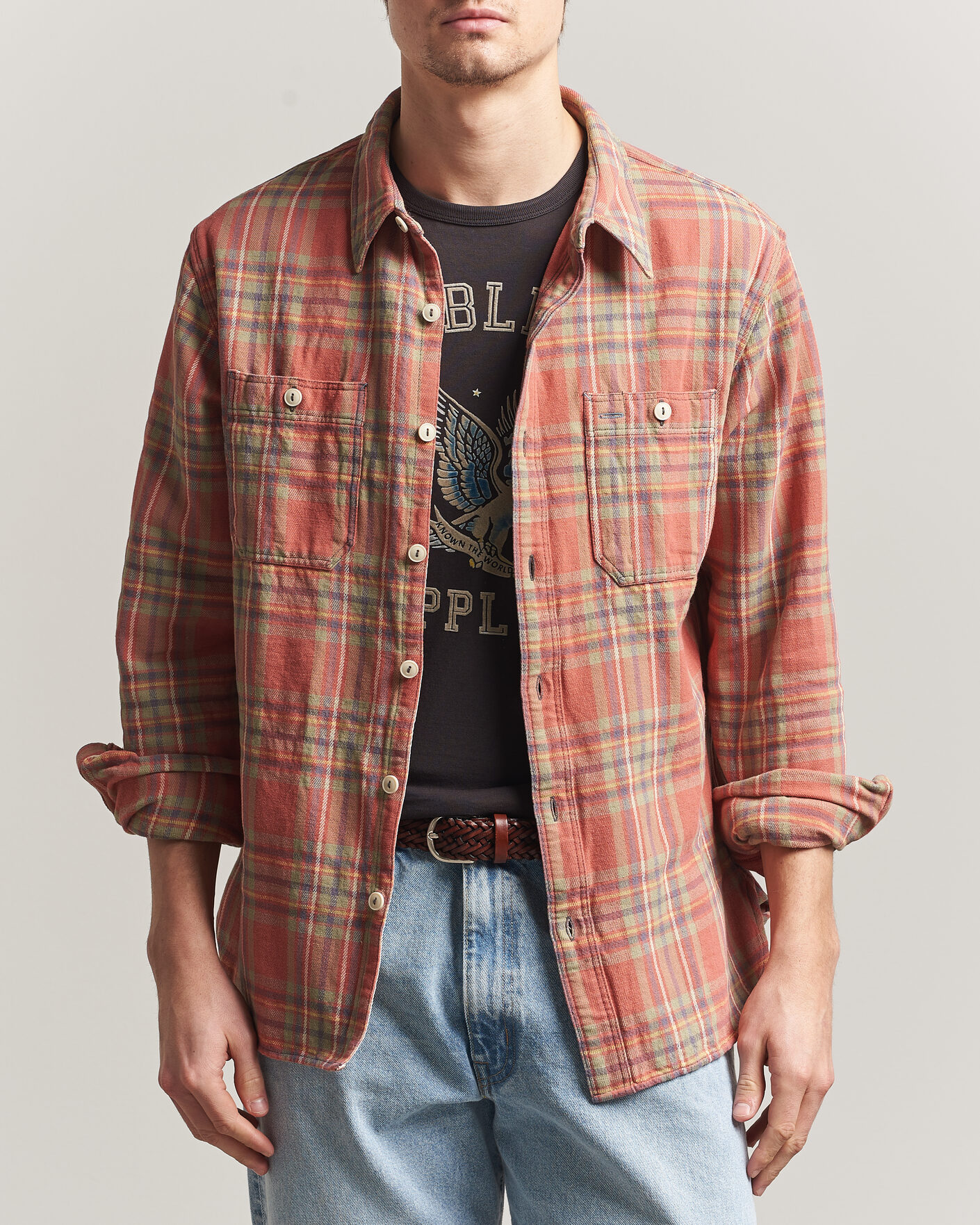 Herre | Skjorter | RRL | Cameron Double Pocket Shirt Red/Blue Check