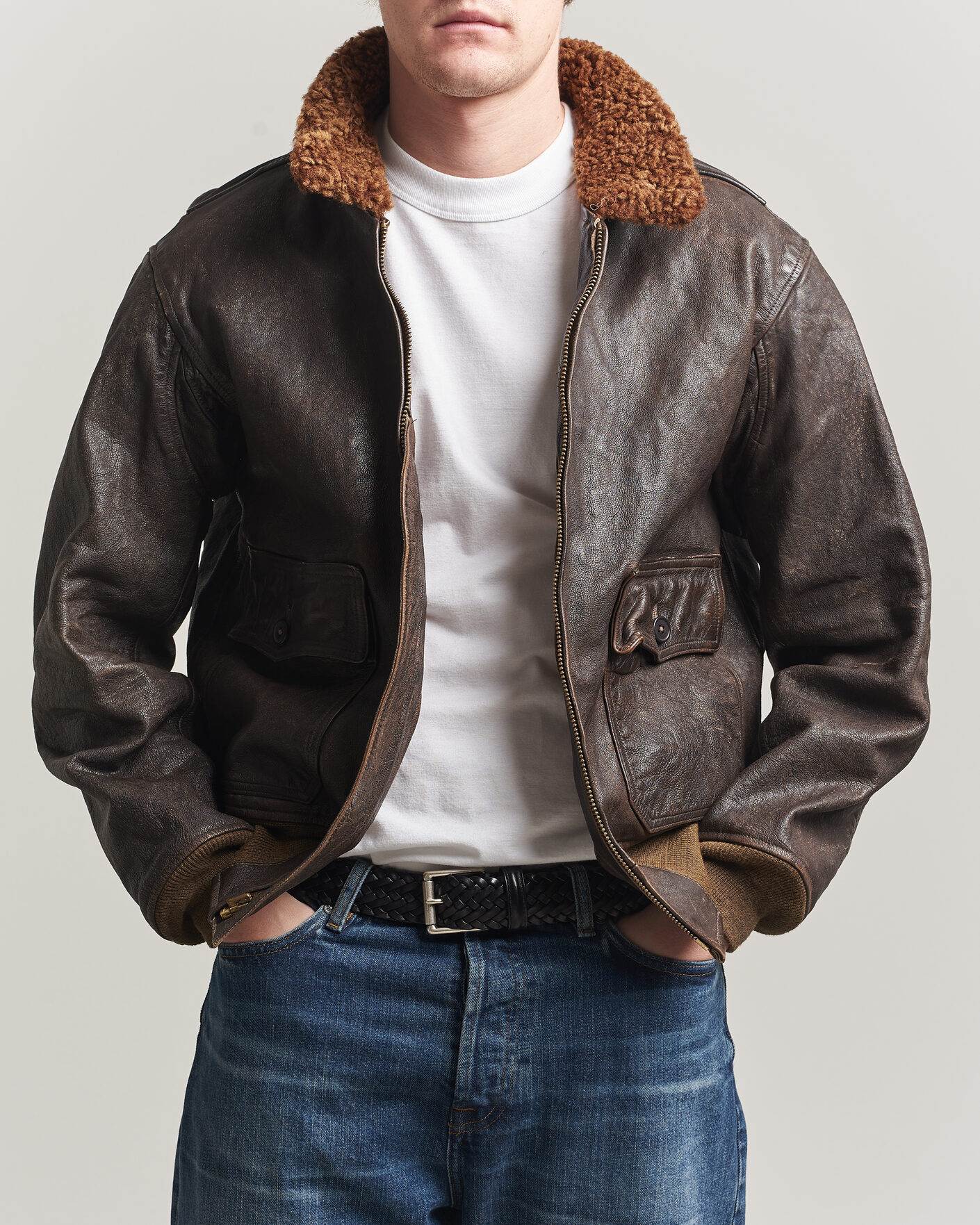 Herre | Jakker | RRL | Pratt Leather Jacket Vintage Brown