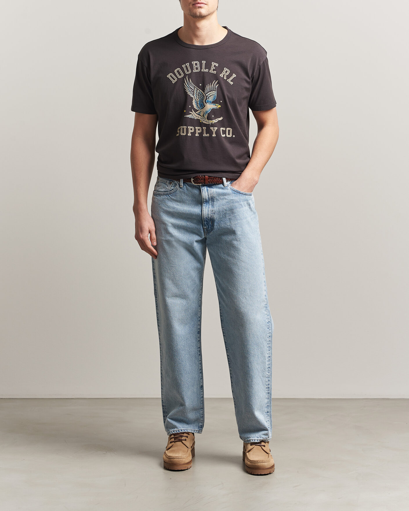 Herre | T-Shirts | RRL | Eagle Print Tee Faded Black