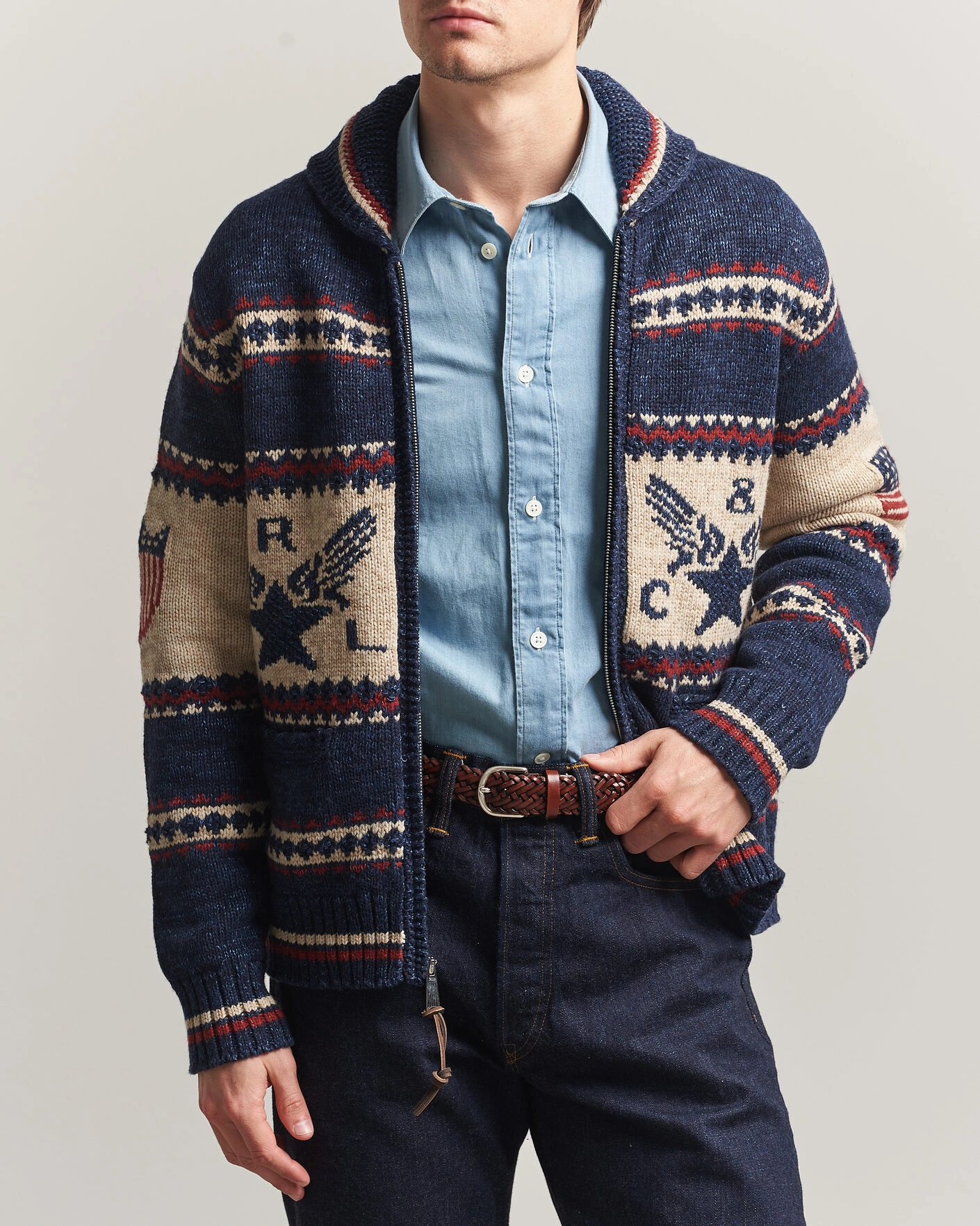 Herre | Gensere | RRL | Jacquard Shawl Cardigan Indigo