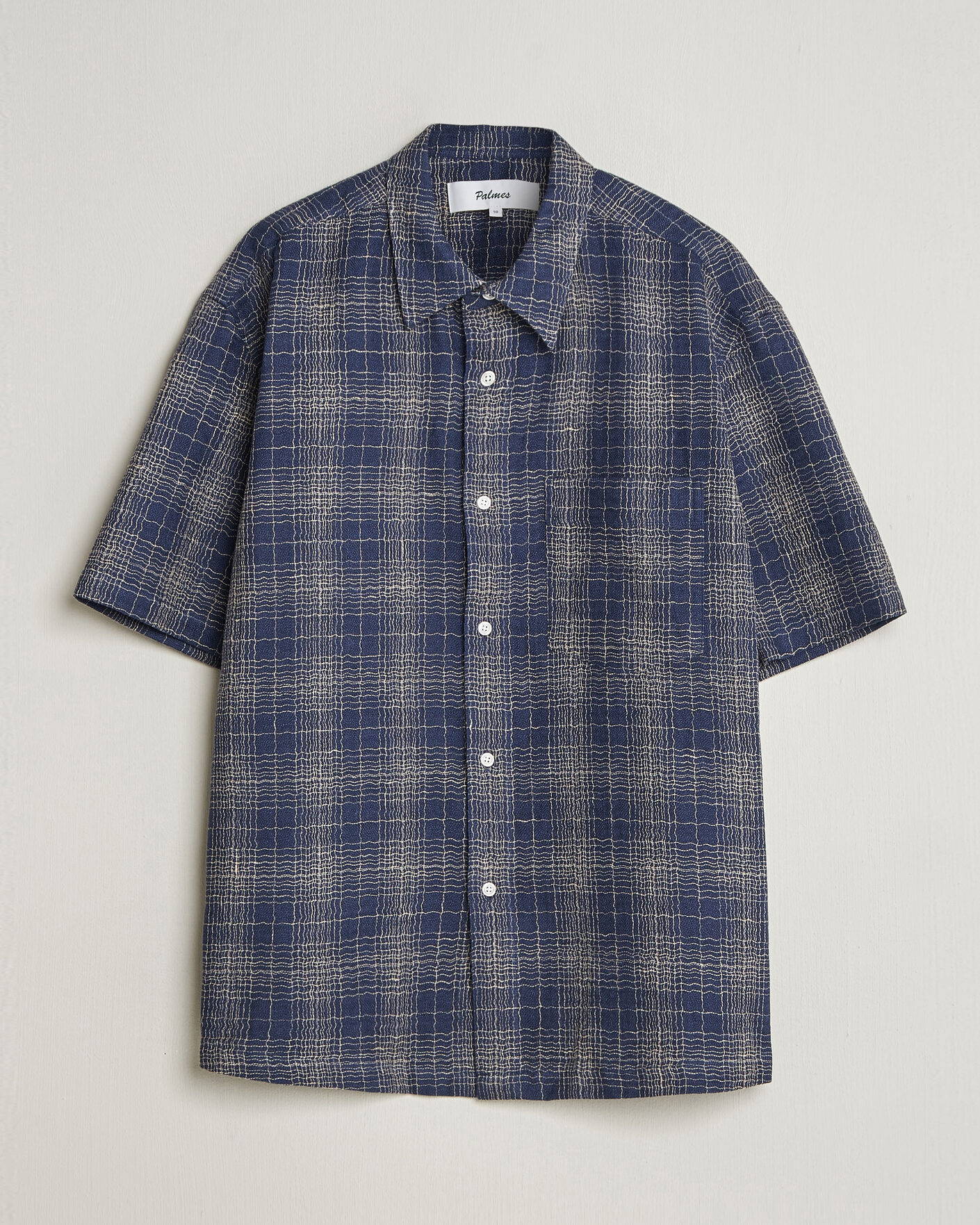 Herre | Skjorter | Palmes | Cotton/Linen Short Sleeve Shirt Navy Check