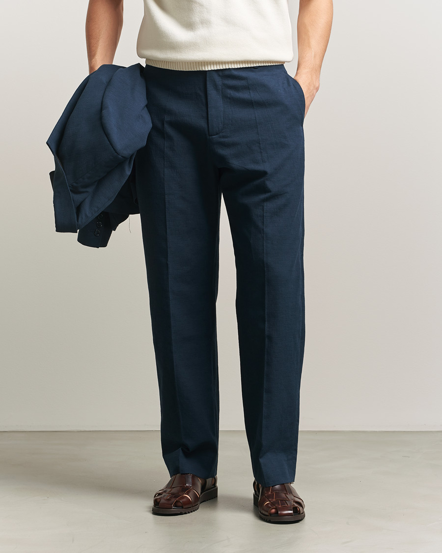 Herre | Bukser | Palmes | Pleated Cotton Trousers Navy