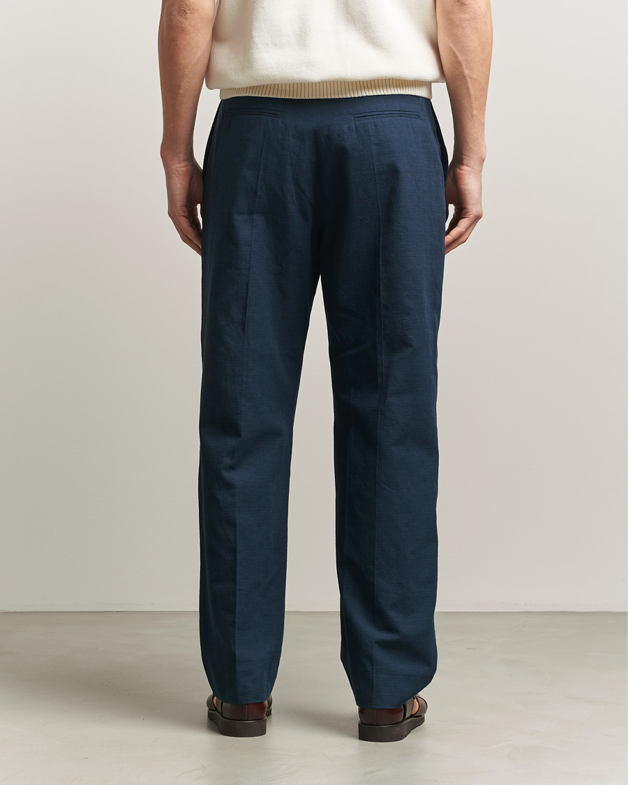 Herre | Bukser | Palmes | Pleated Cotton Trousers Navy