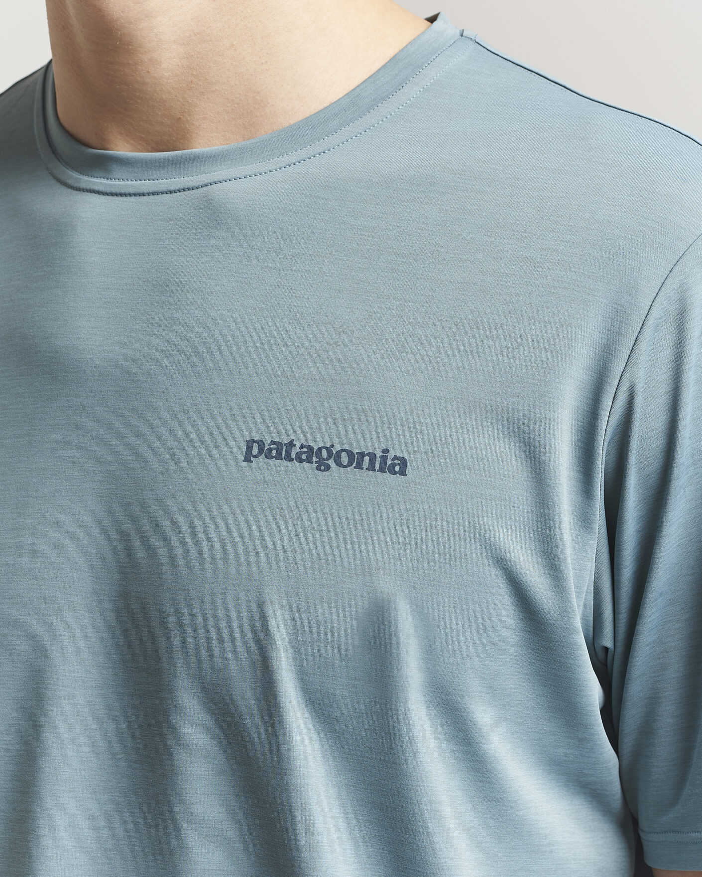 Herre | T-Shirts | Patagonia | Cap Cool Daily Logo T-Shirt Blue Sage