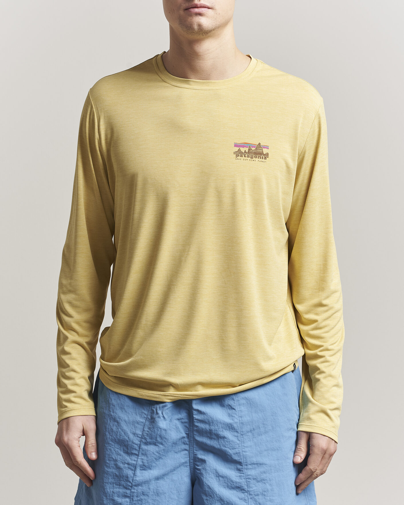 Herre | T-Shirts | Patagonia | 73 Skyline Cap Cool Daily Long Sleeve T-Shirt Yellow