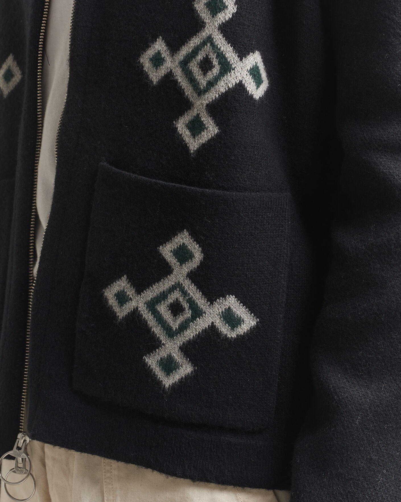 Herre | Gensere | Pendleton | Jacquard Motif Zip Cardigan Midnight