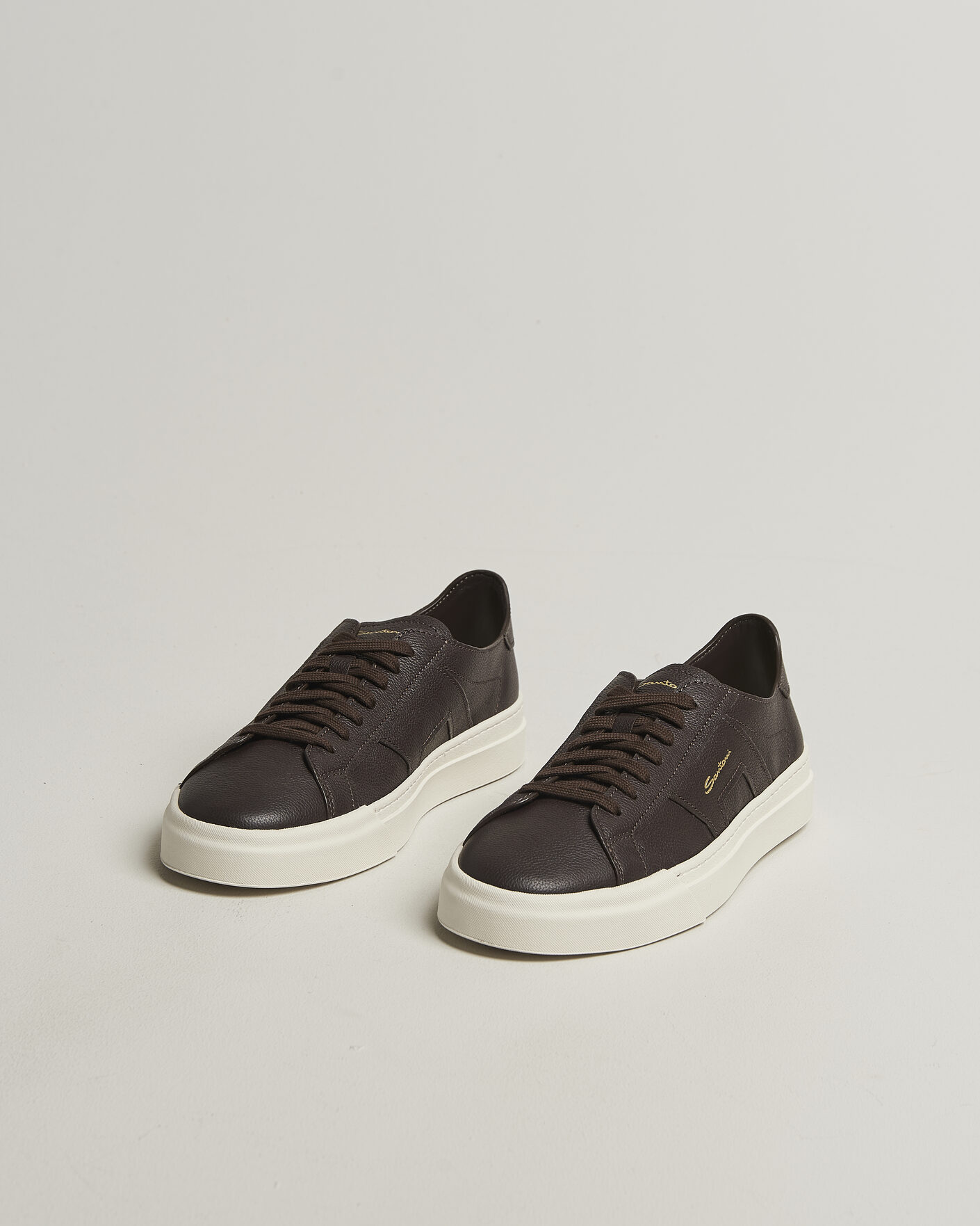 Herre | Sneakers | Santoni | Double Buckle Sneakers Dark Brown Calf