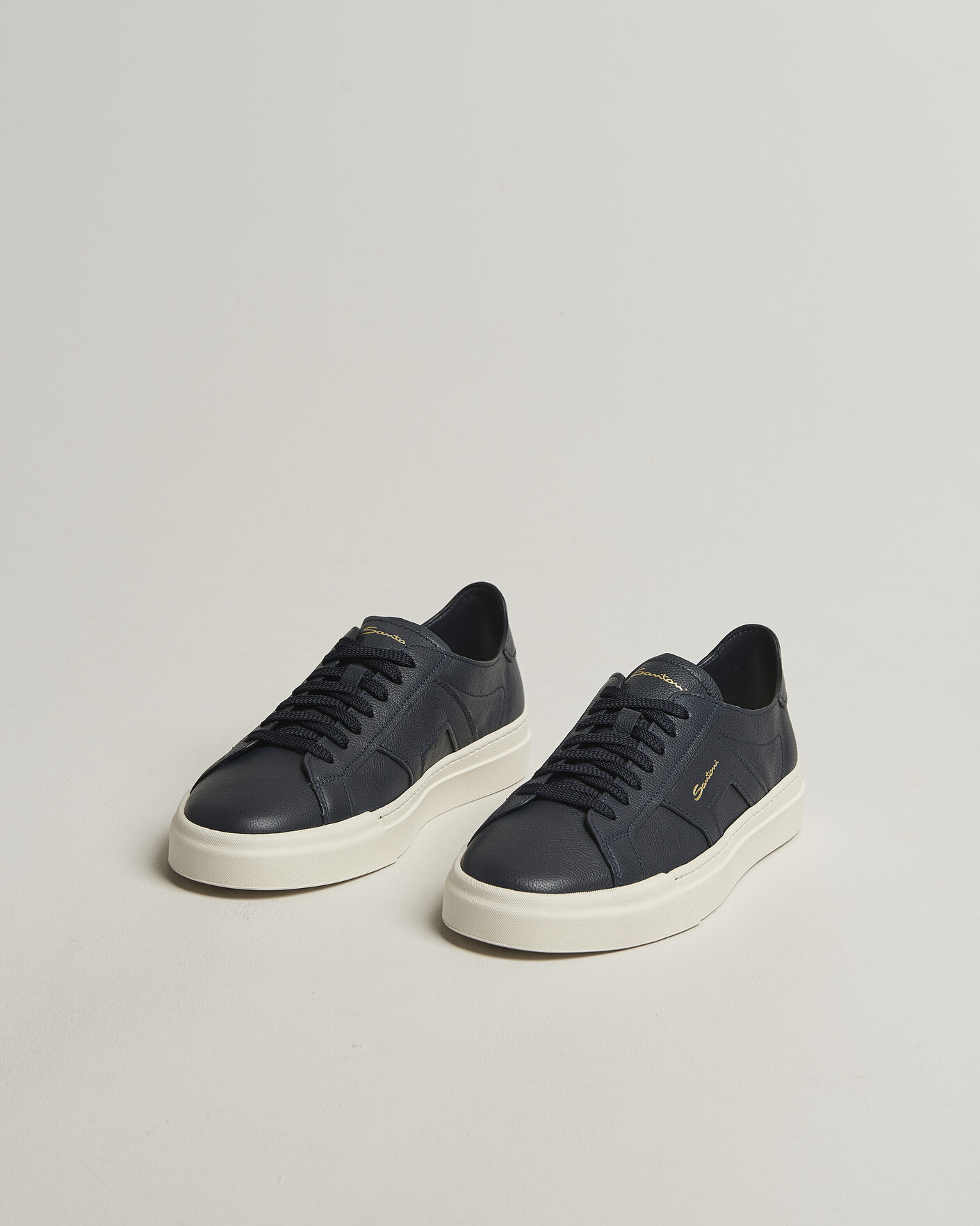 Herre | Sneakers | Santoni | Double Buckle Sneakers Navy Calf