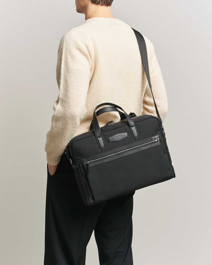 Herre | Vesker | Smythson | Canvas Norton Briefcase Black