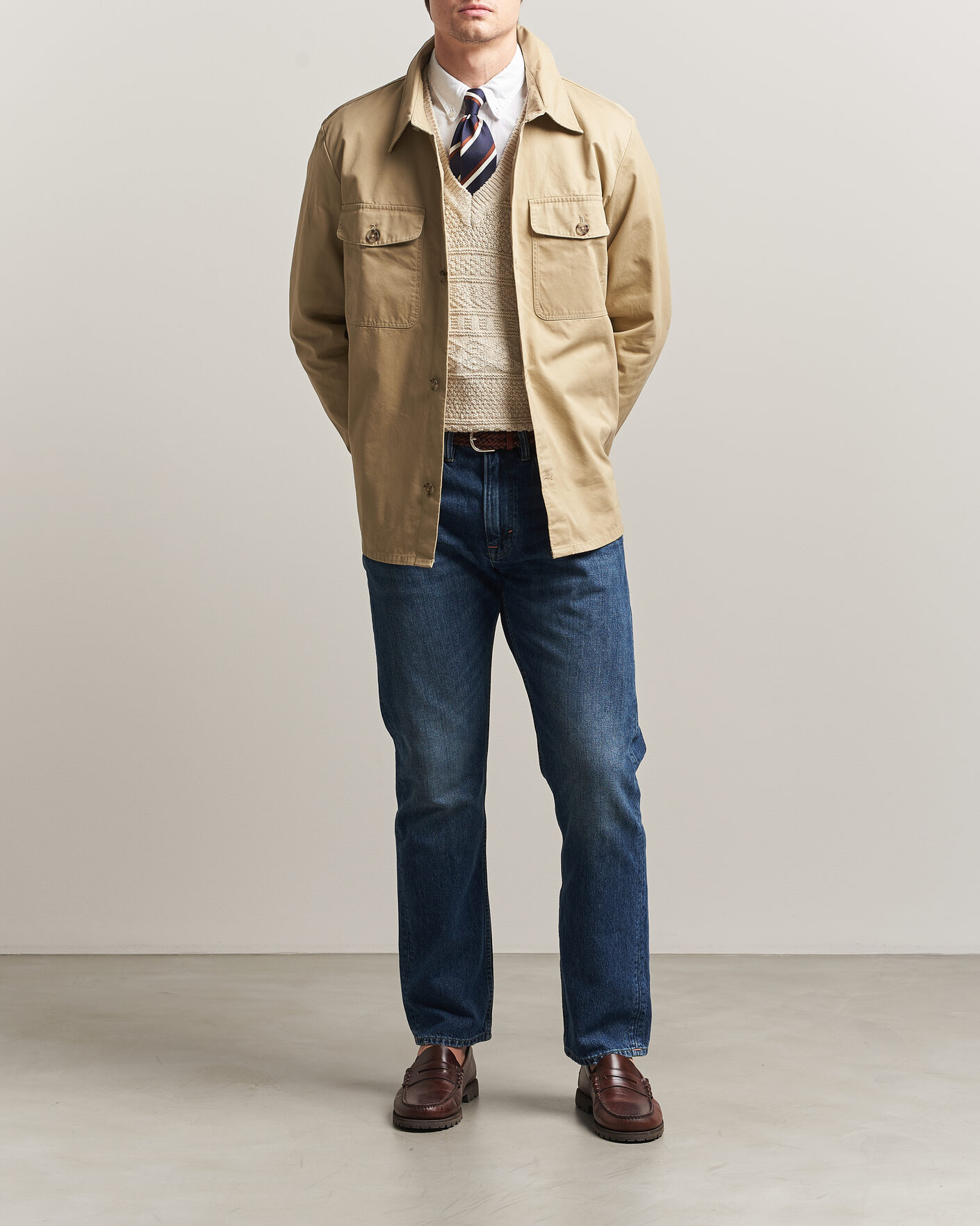 Herre | Skjorter | GANT | Regular Fit Cotton Twill Overshirt Woody Beige
