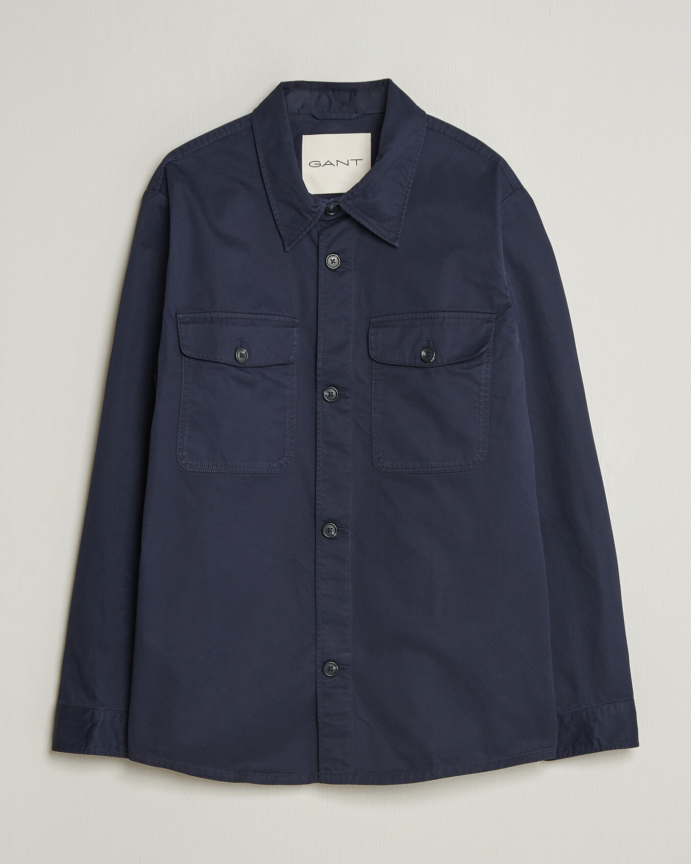 Herre | Skjorter | Gant | Regular Fit Cotton Twill Overshirt Evening Blue