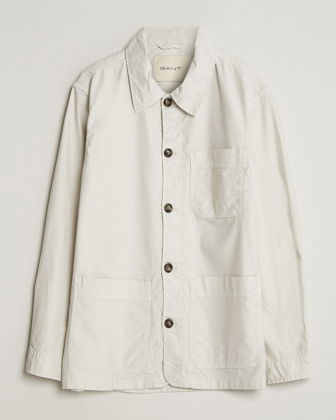 Herre | Skjorter | GANT | Regular Fit Cotton/Linen Overshirt Sand