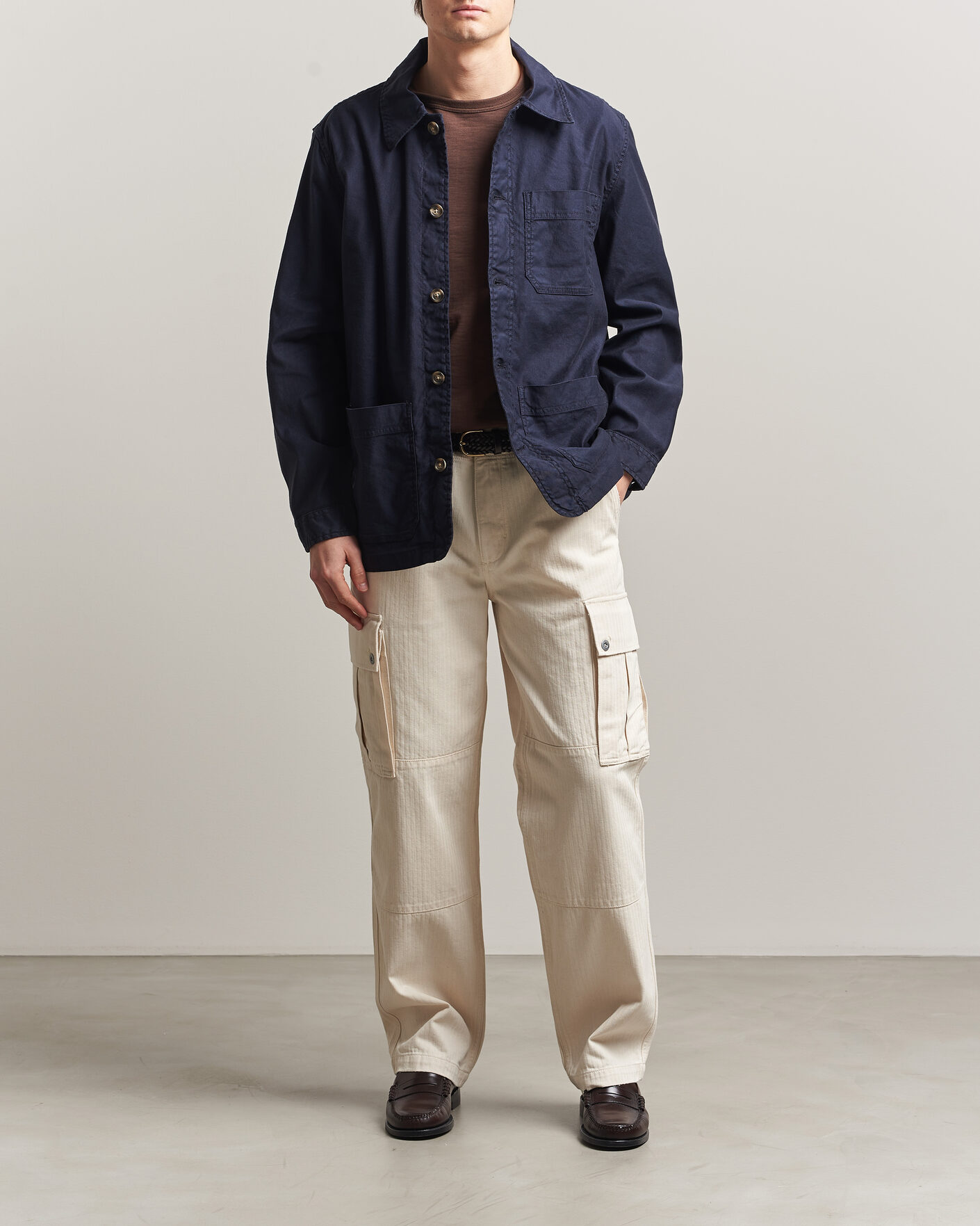 Herre | Skjorter | GANT | Regular Fit Cotton/Linen Overshirt Evening Blue
