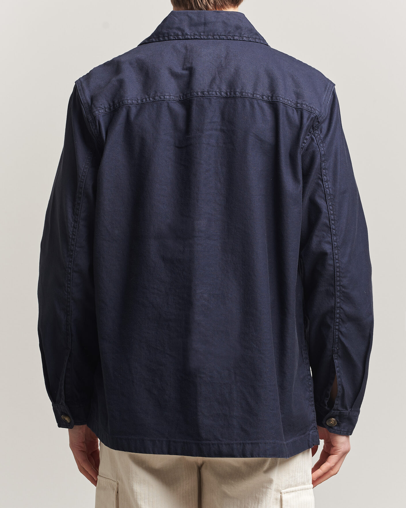 Herre | Skjorter | GANT | Regular Fit Cotton/Linen Overshirt Evening Blue