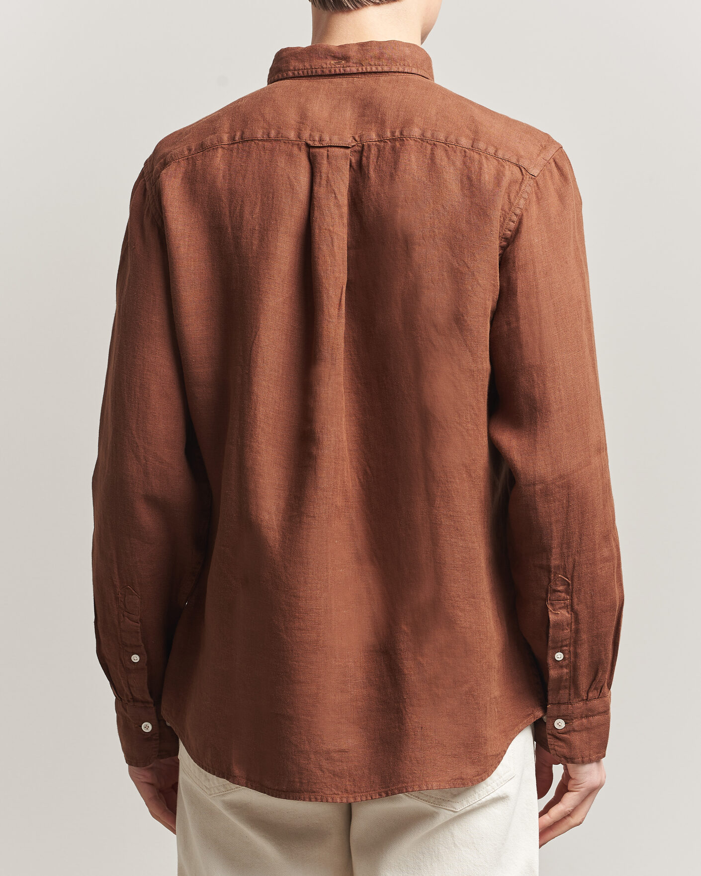 Herre | Skjorter | Gant | Regular Fit Garment Dyed Linen Shirt Mahogany Brown