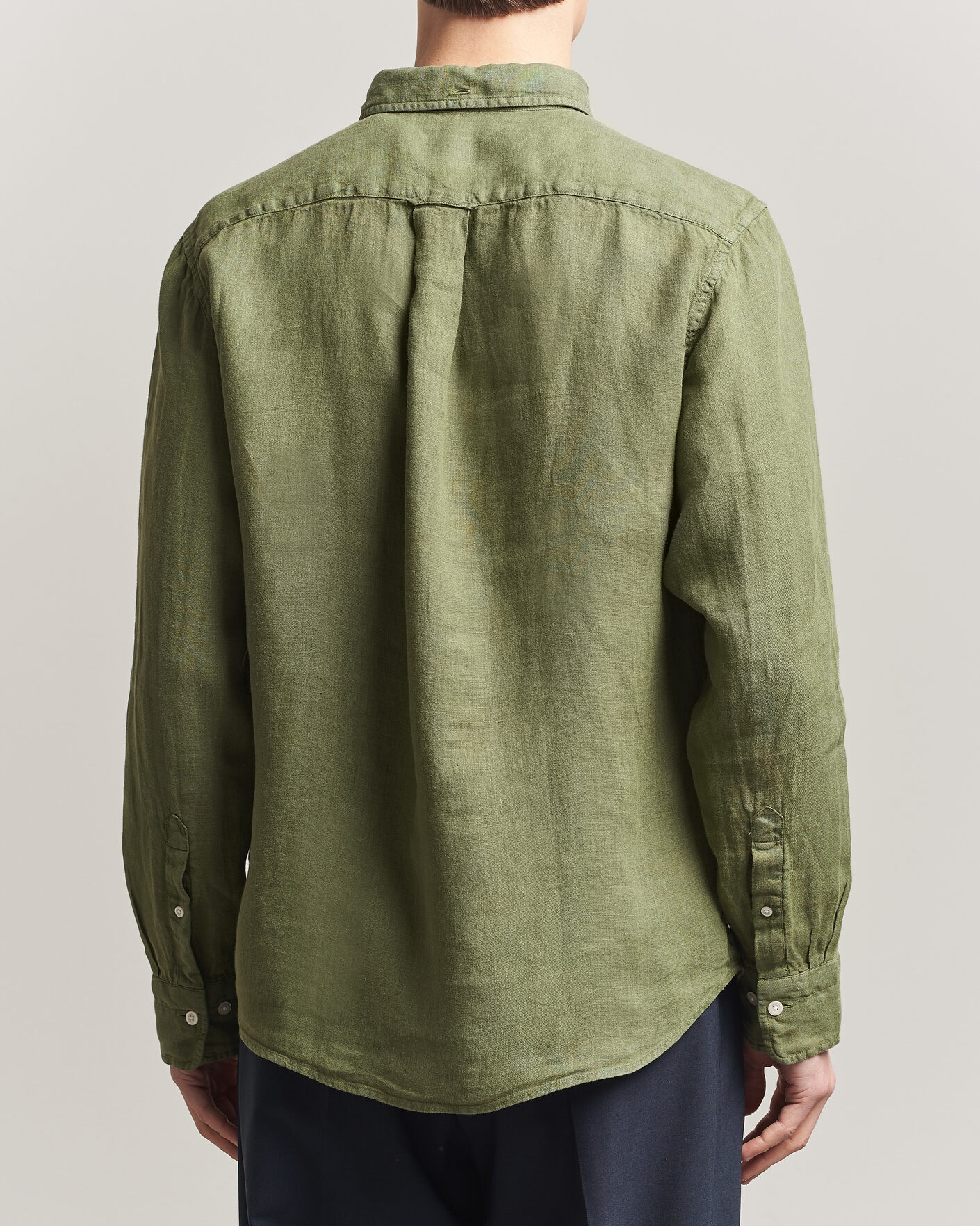 Herre | Skjorter | Gant | Regular Fit Garment Dyed Linen Shirt Dry Herb Green