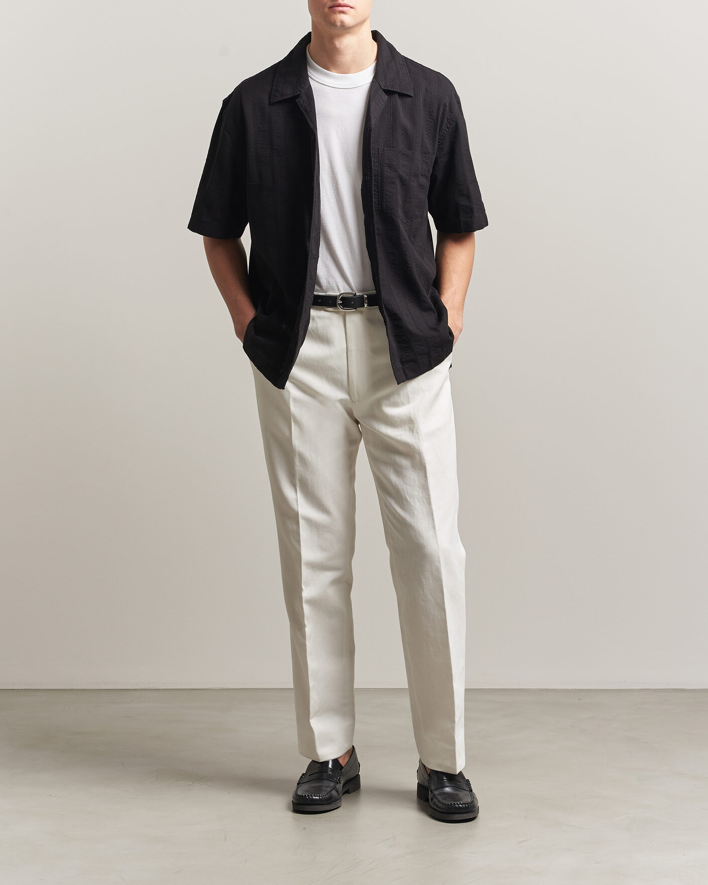 Herre | Skjorter | Gant | Relaxed Fit Dobby Striped Camp Shirt Black