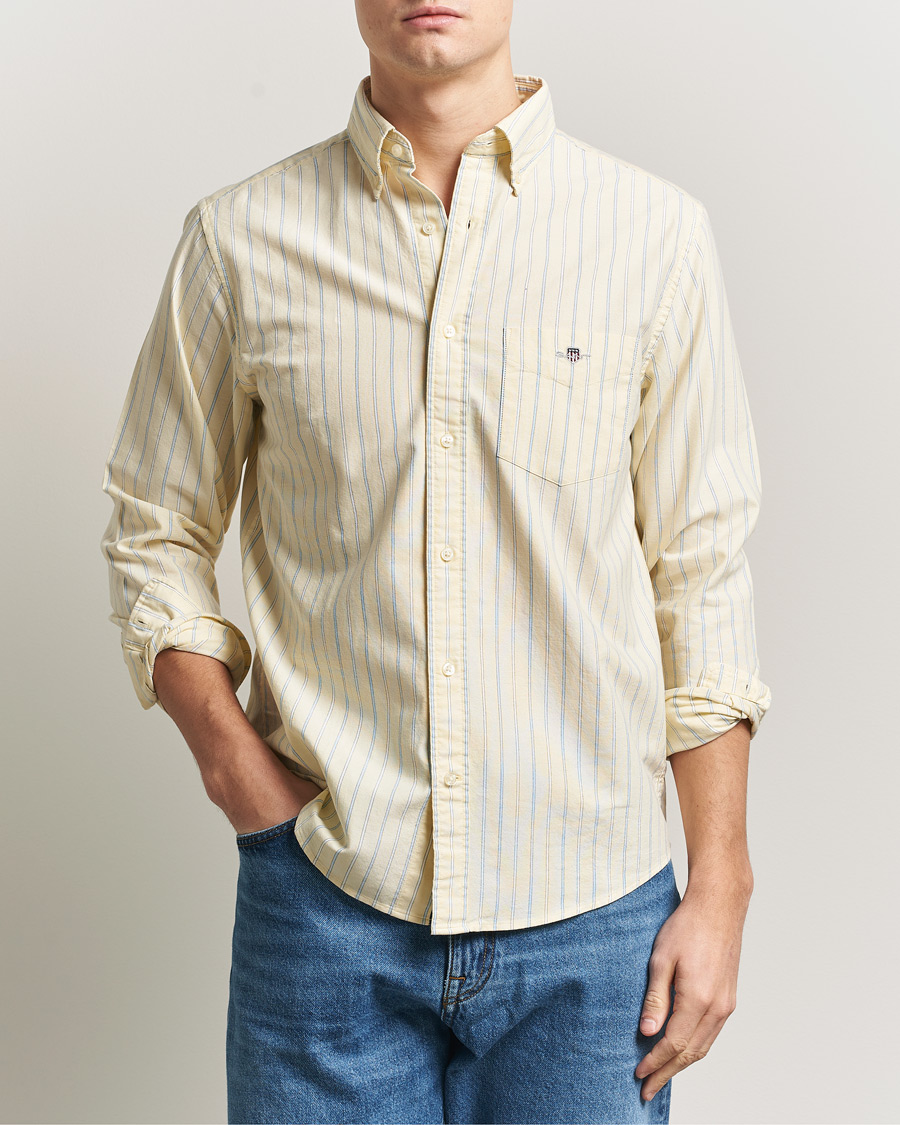 Herre | Skjorter | Gant | Regluar Fit Classic Oxford Striped Shirt Light Mustard Yellow