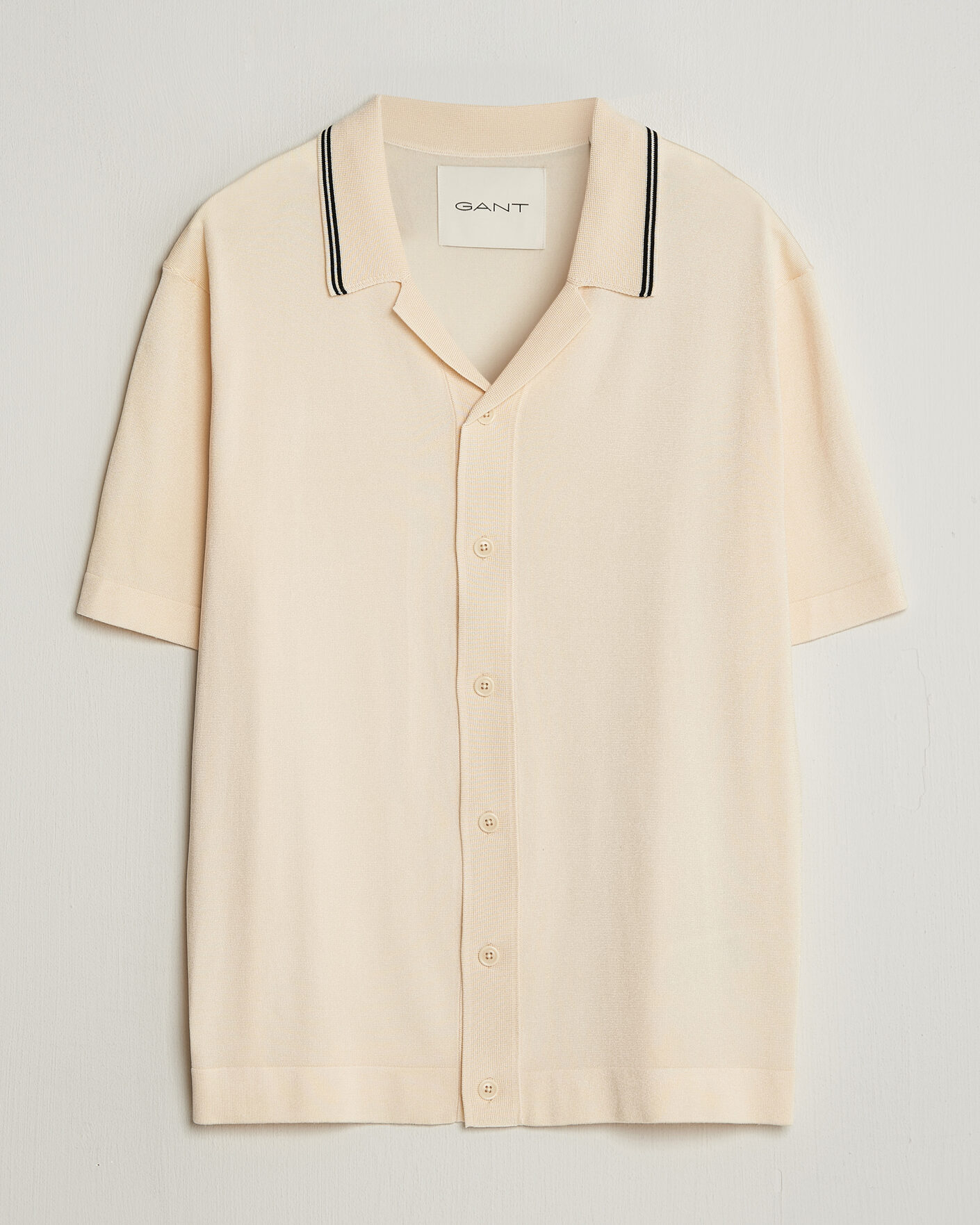 Herre | Skjorter | Gant | Knitted Resort Collar Shirt Creamed White