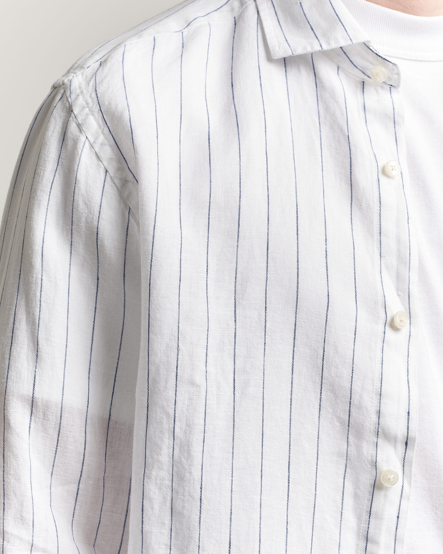 Herre | Skjorter | Gant | Regular Fit Linen Striped Shirt White