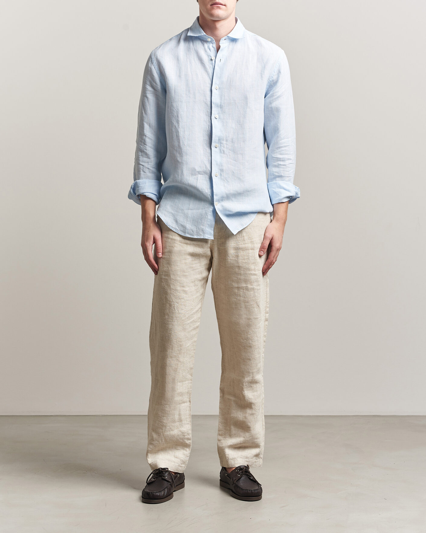 Herre | Skjorter | Gant | Regular Fit Linen Striped Shirt Sky Blue
