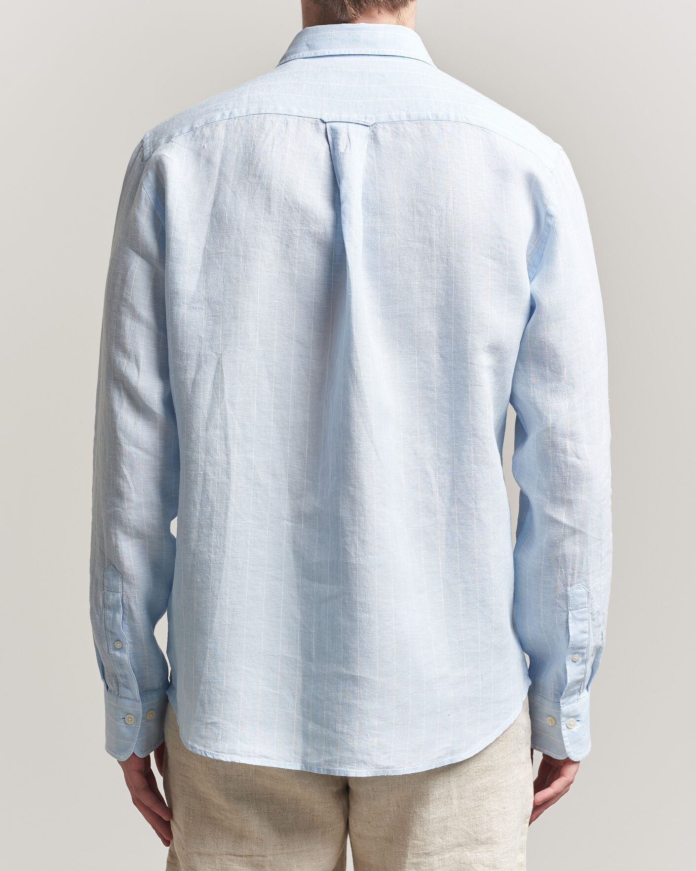 Herre | Skjorter | GANT | Regular Fit Linen Striped Shirt Sky Blue
