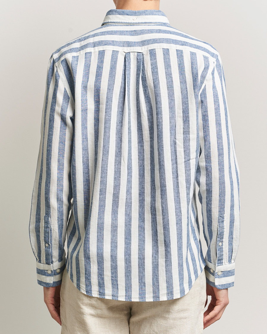 Herre | Skjorter | GANT | Regular Fit Linen/Cotton Striped Shirt Vintage Blue