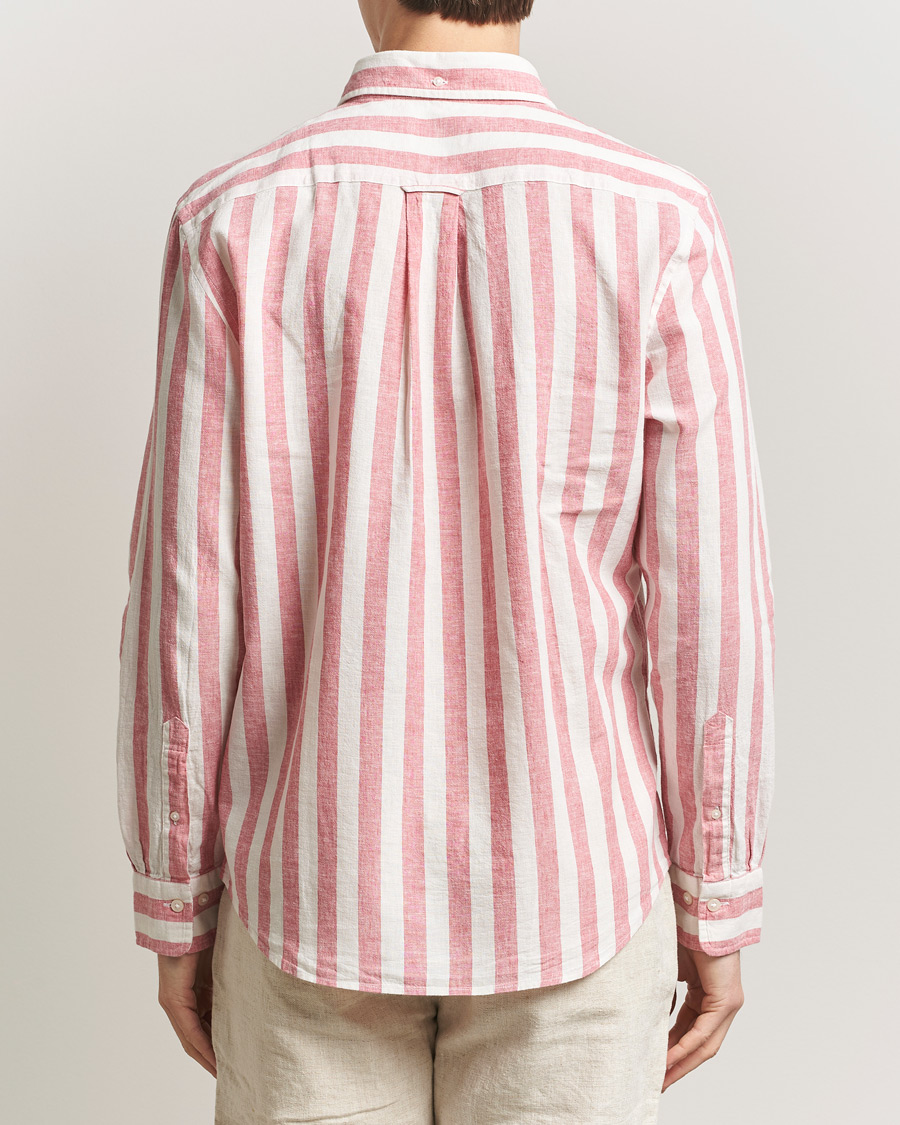 Herre | Skjorter | GANT | Regular Fit Linen/Cotton Striped Shirt Rose Pink